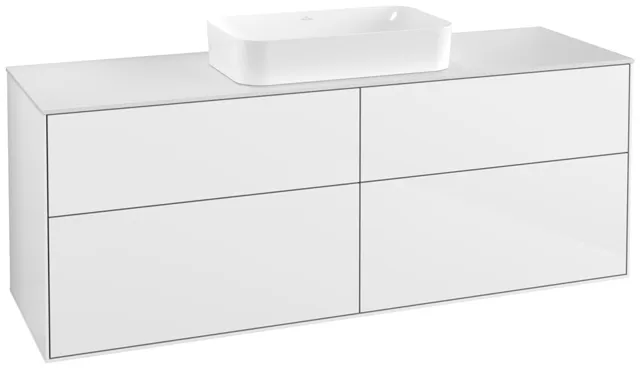 Villeroy & Boch Waschtischunterschrank „Finion“ für Schrankwaschtisch 1600 × 603 × 501 mm Glossy White Lacquer, für Becken mittig, mit Hahnlochbohrung
