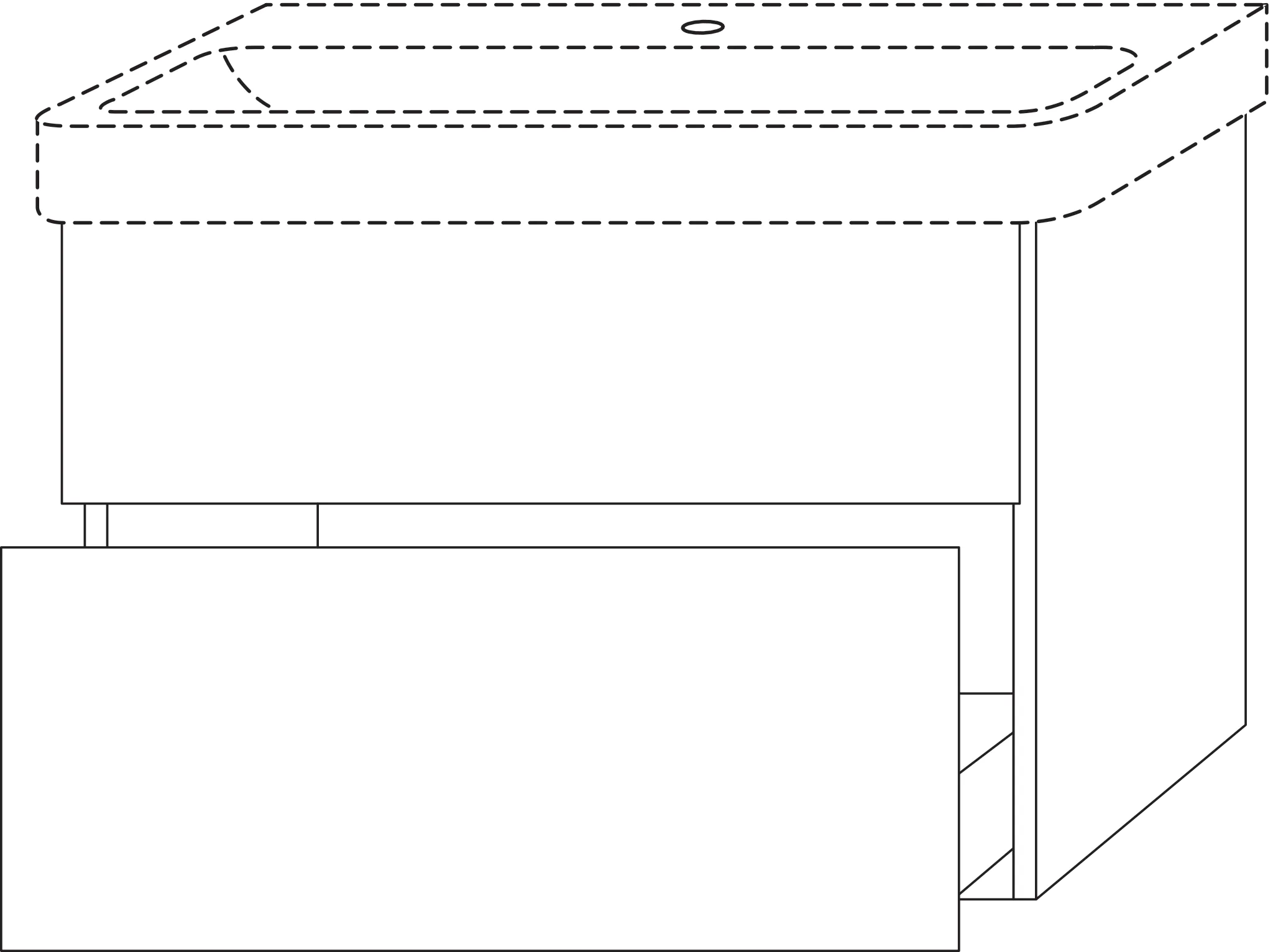 Waschtischunterbau mit Auszügen 3way (SF671) 593x830x442 Schwarz-Matt