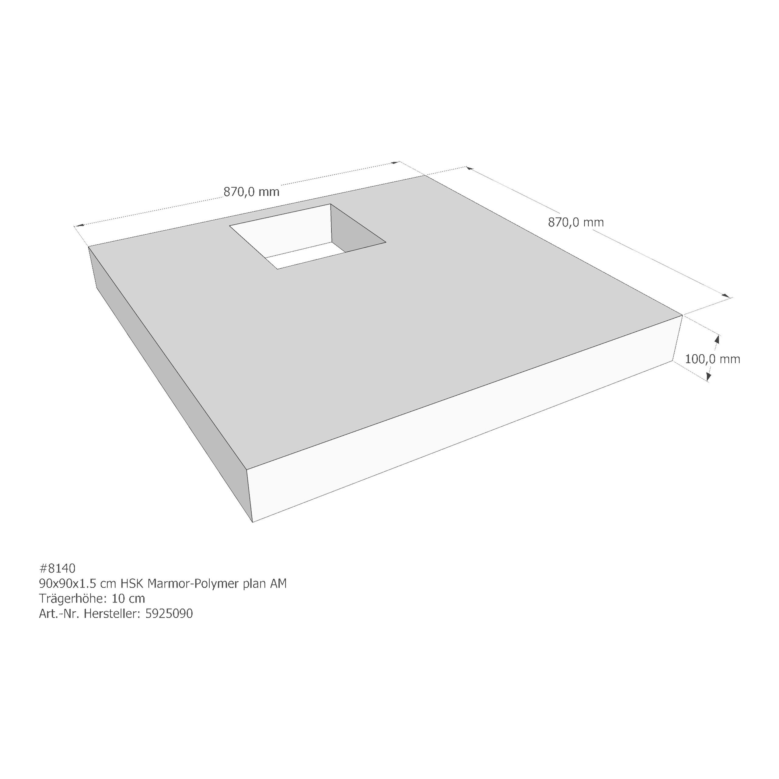 Duschwannenträger HSK Marmor-Polymer plan 90x90x1,5 cm AM