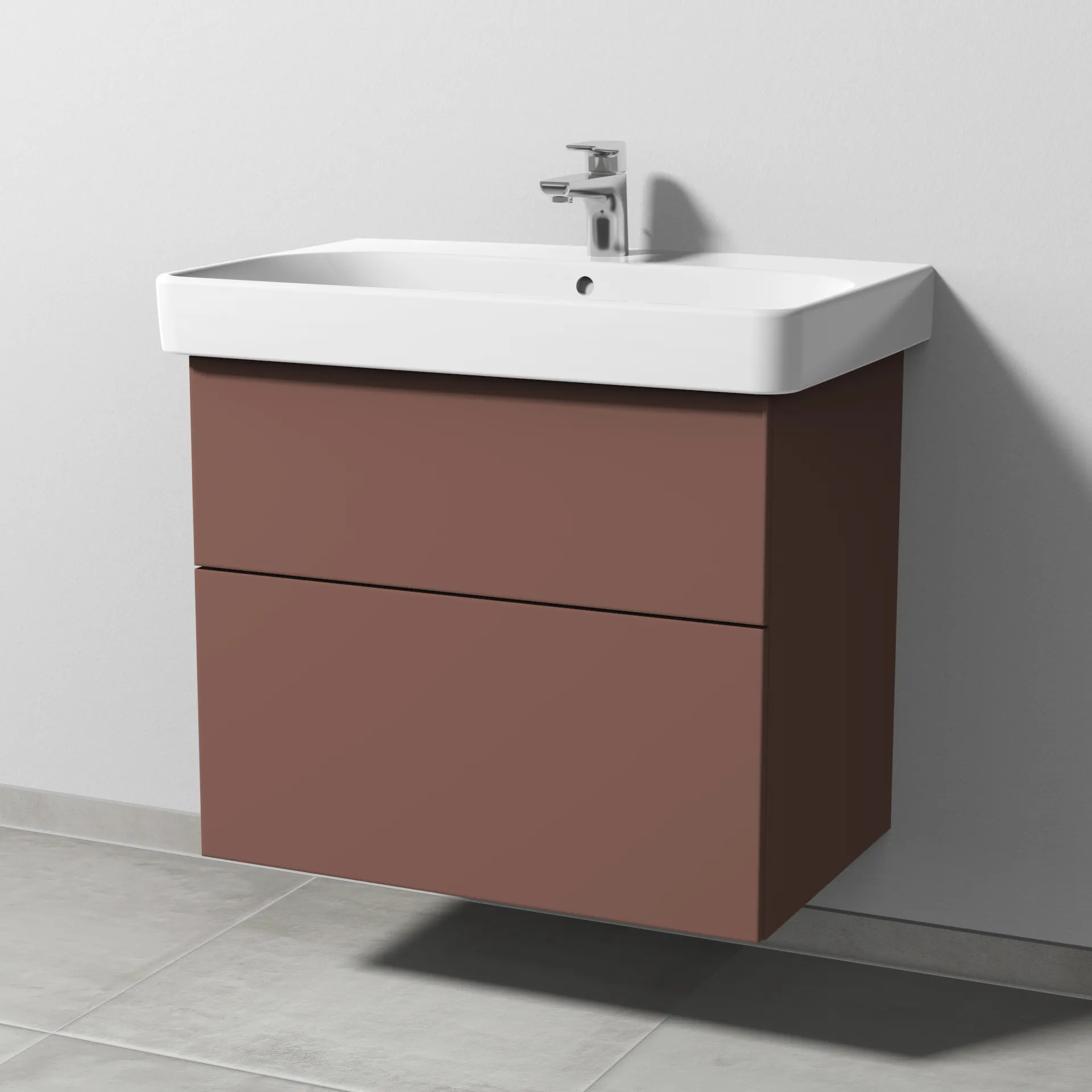 Sanipa Waschtischunterschrank „3way“ passend zu Keramik-Waschtische Smyle Square von Geberit 680 × 593 × 442 mm in Wine-Red