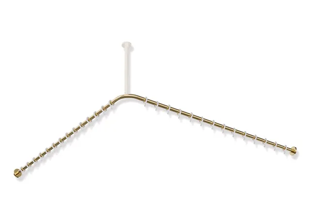 Vorhangstange des Systems 900, Edelstahl, PVD, Achsmaß 1487 x 1487 mm, kürzbar, D: 25 mm, mit 28 Vorhangringen aus POM, in Farbe CK (Messing glänzend) Vorhangstange des Systems 900, Edelstahl, PVD, Achsmaß 1487 x 1487 mm, kürzbar, D: 25 mm, mit 28 Vorhangringen aus POM, in Farbe CK (Messing glänzend)