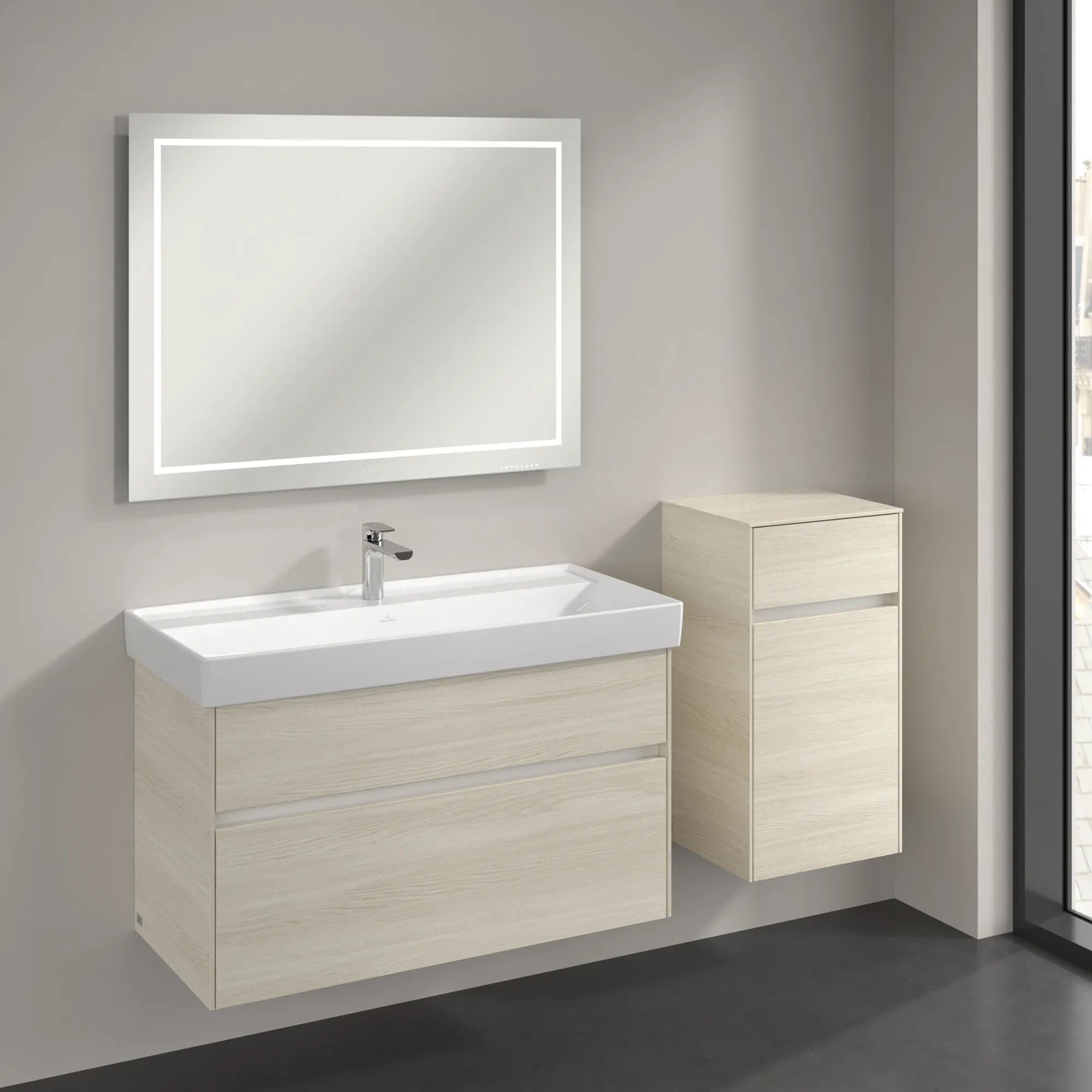 Villeroy & Boch Seitenschrank „Collaro“ 1 Tür, 1 Auszug / Schublade 40,4 × 74,8 × 34,9 cm 1 Tür, Anschlag (Scharnier) rechts, 1 Auszug / Schublade Villeroy & Boch Seitenschrank „Collaro“ 1 Tür, 1 Auszug / Schublade 40,4 × 74,8 × 34,9 cm 1 Tür, Anschlag (Scharnier) rechts, 1 Auszug / Schublade