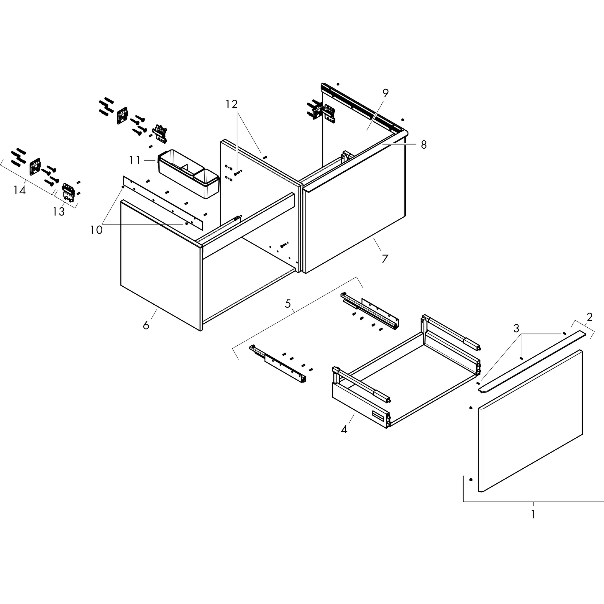 Hansgrohe Xelu Q Waschtischunterschrank Nussbaum Dunkel 1360x550 mit 2 Schubkästen Hansgrohe Xelu Q Waschtischunterschrank Nussbaum Dunkel 1360x550 mit 2 Schubkästen