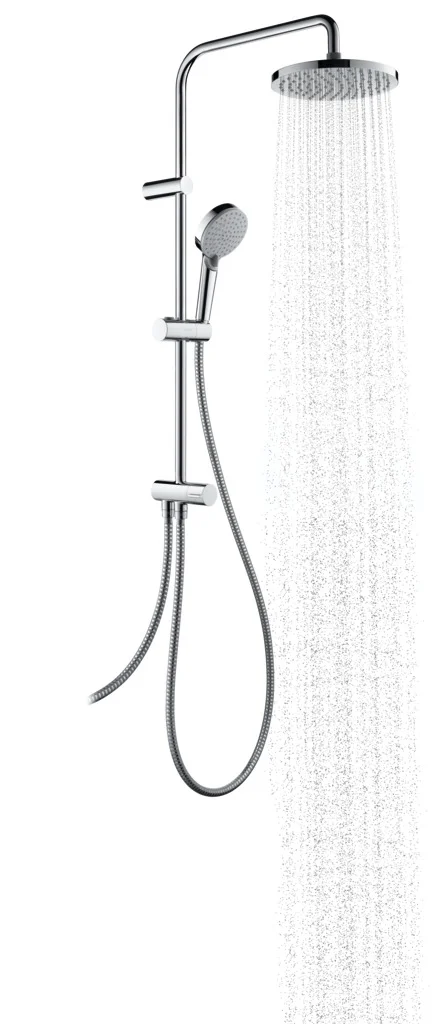 Hansgrohe Vernis Blend Showerpipe 200 1jet, Chrom, Aufputzinstallation, 400 mm Brausearmlänge, 80 cm oder 160 cm Metaflex-Brauseschlauch