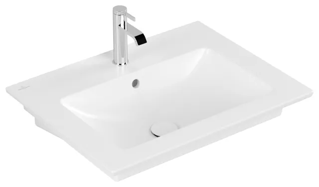 Villeroy & Boch Wandwaschtisch „Venticello“ 655 × 500 × 170 mm, für Becken mittig, mit Hahnlochbohrung, Hahnlochposition mittig in Stone White