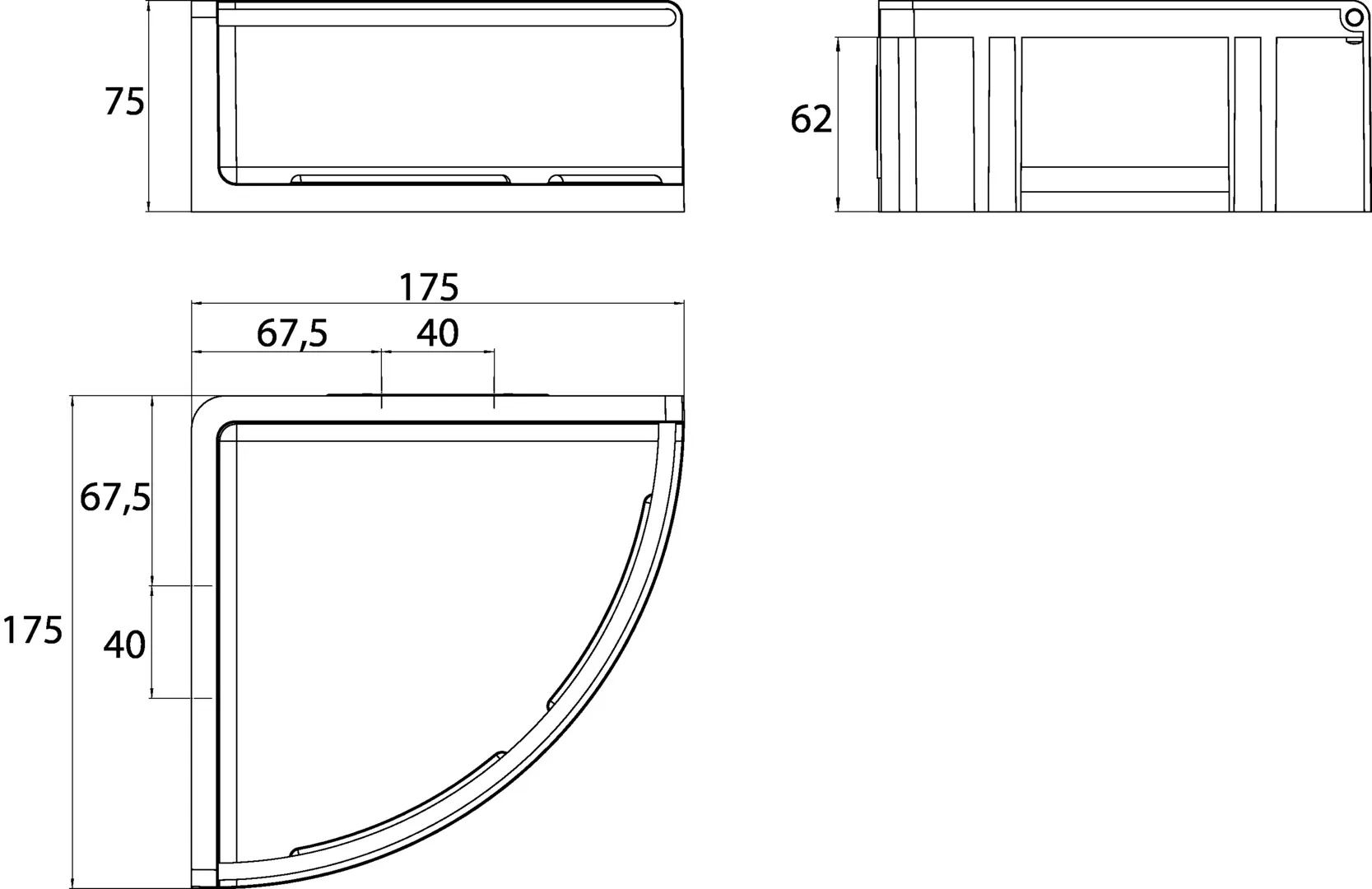 round Eckkorb mit Bügel weiß/chrom round Eckkorb mit Bügel weiß/chrom