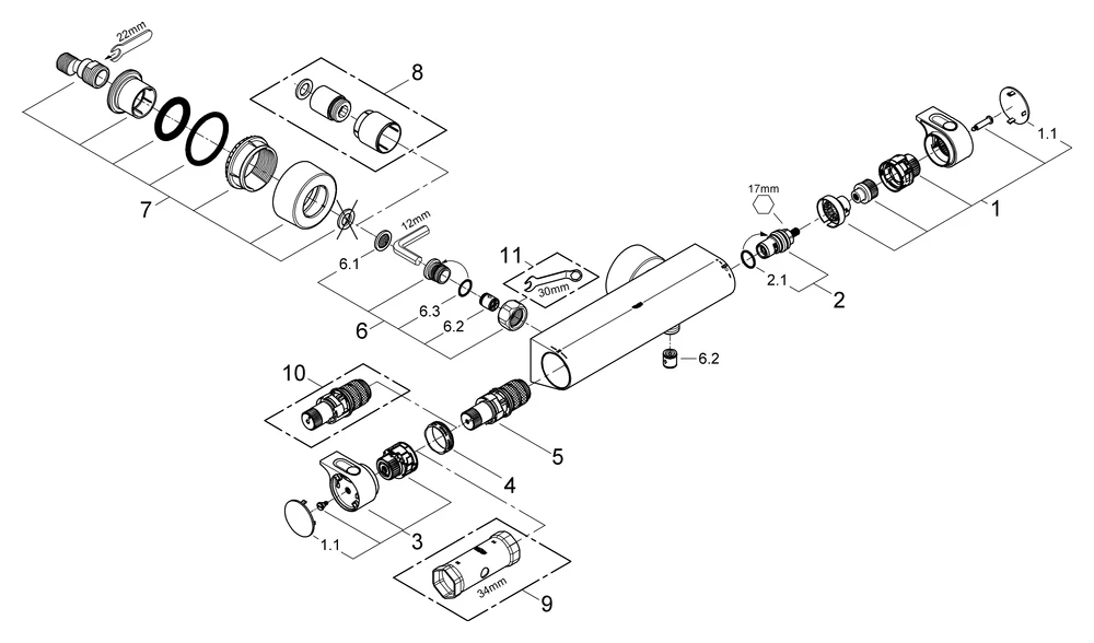 Grohe Grohtherm 2000 Thermostat-Brausebatterie 34169_1 Wandmontage chrom Grohe Grohtherm 2000 Thermostat-Brausebatterie 34169_1 Wandmontage chrom
