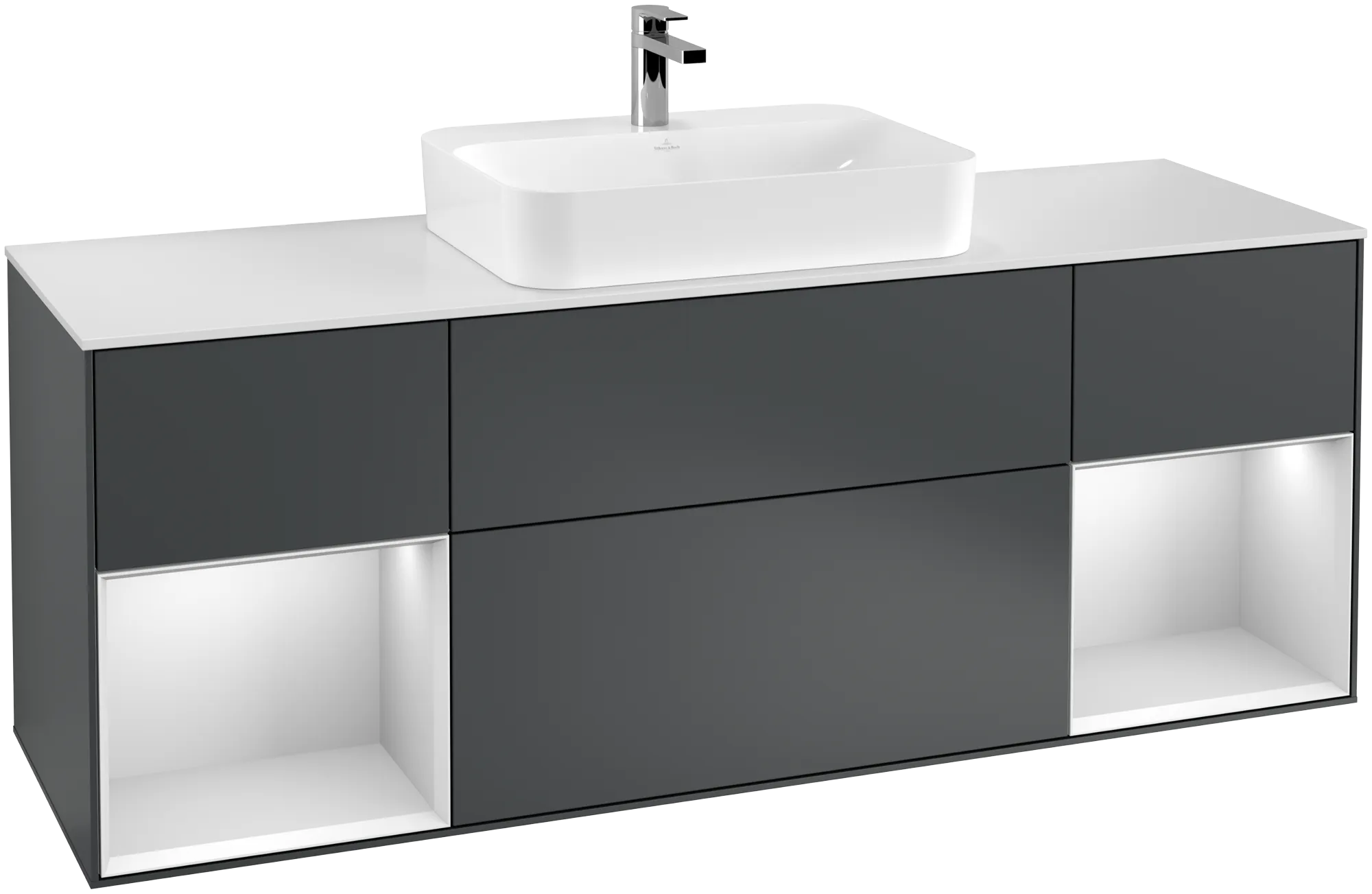 Villeroy & Boch Waschtischunterschrank „Finion“ für Schrankwaschtisch 1600 × 603 × 501 mm Midnight Blue Matt Lacquer, für Becken mittig