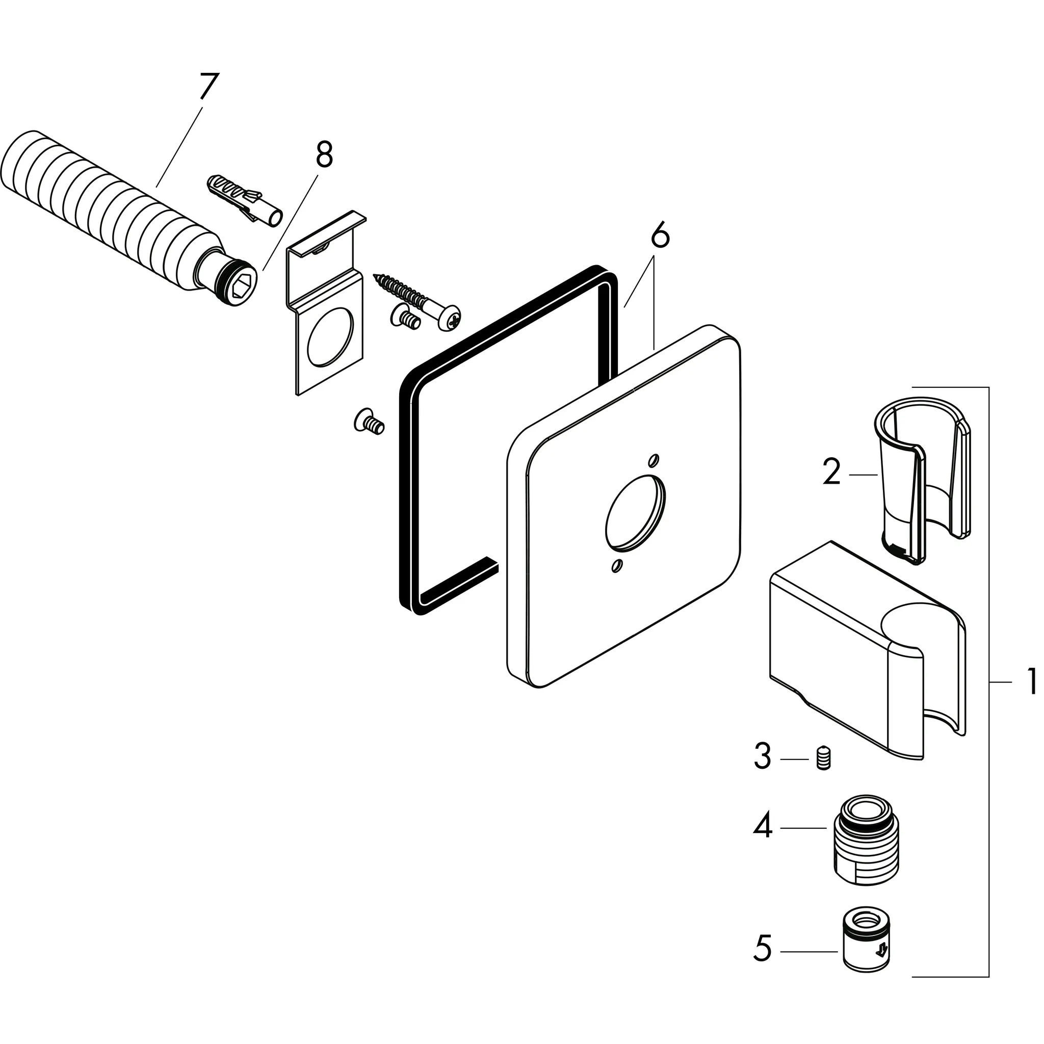 Hansgrohe AXOR Urquiola Anschl/Halter, softsquare, Chrom Hansgrohe AXOR Urquiola Anschl/Halter, softsquare, Chrom