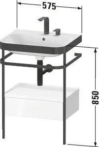 Duravit Waschtischunterschrank mit Metallkonsole „Happy D.2 Plus“ 57,5 × 85 × 49 cm in Weiß Hochglanz