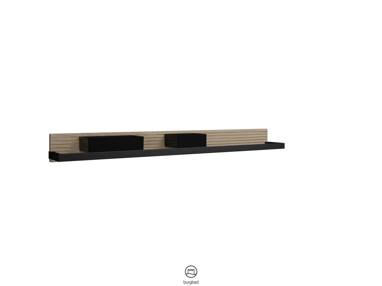 Wandboard Fiumo von burgbad - Metallreling, Plisseestruktur, Schwarz, 1.200 x 150 x 117 mm Wandboard Fiumo von burgbad - Metallreling, Plisseestruktur, Schwarz, 1.200 x 150 x 117 mm