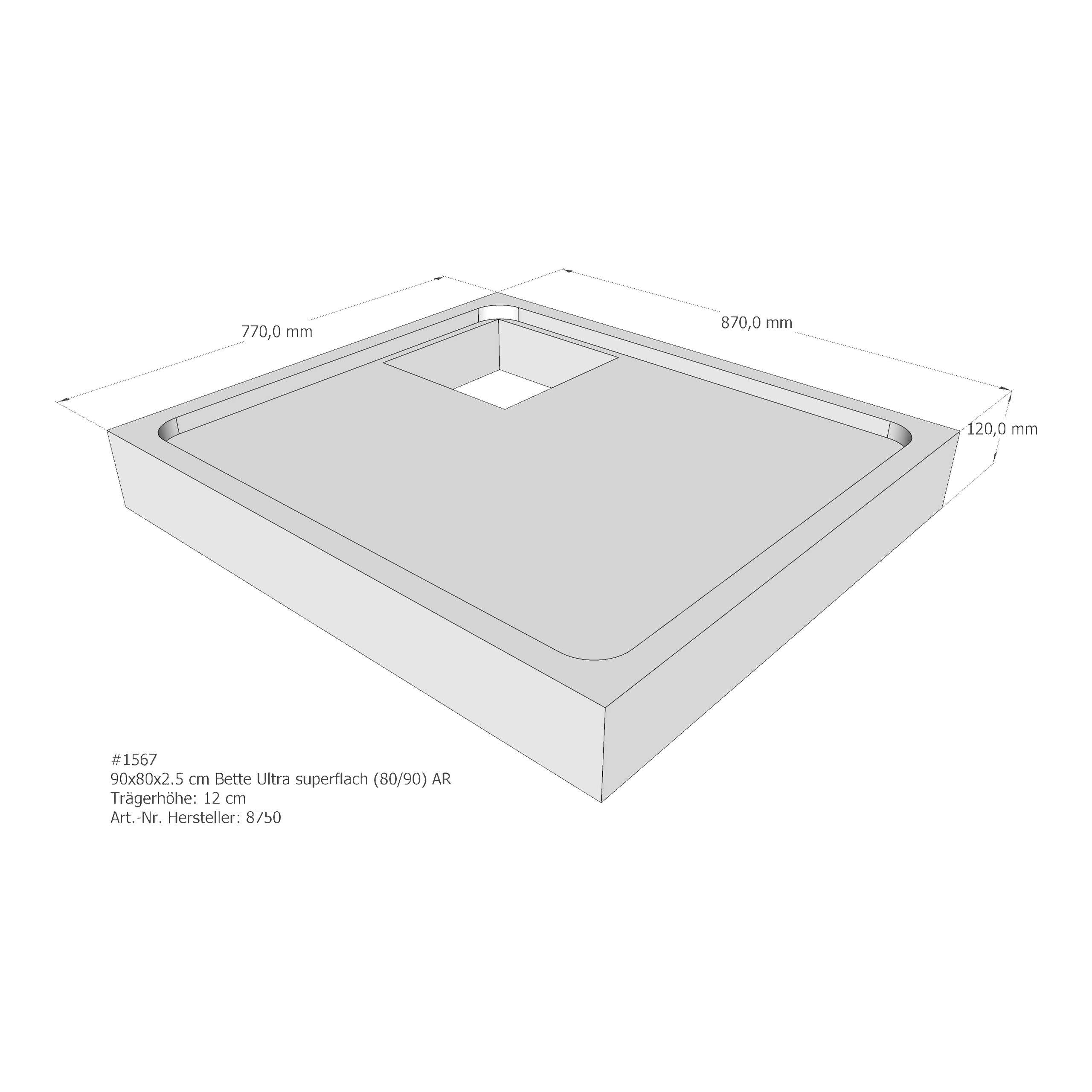 Duschwannenträger für Bette Ultra (superflach) 90 × 80 × 2,5 cm Breite: 80 cm / Länge: 90 cm Duschwannenträger für Bette Ultra (superflach) 90 × 80 × 2,5 cm Breite: 80 cm / Länge: 90 cm