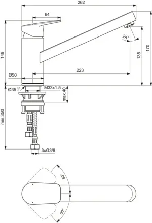 Ideal Standard Küchenarmatur Ceraplan BD309AA, Niederdruck, Chrom Ideal Standard Küchenarmatur Ceraplan BD309AA, Niederdruck, Chrom