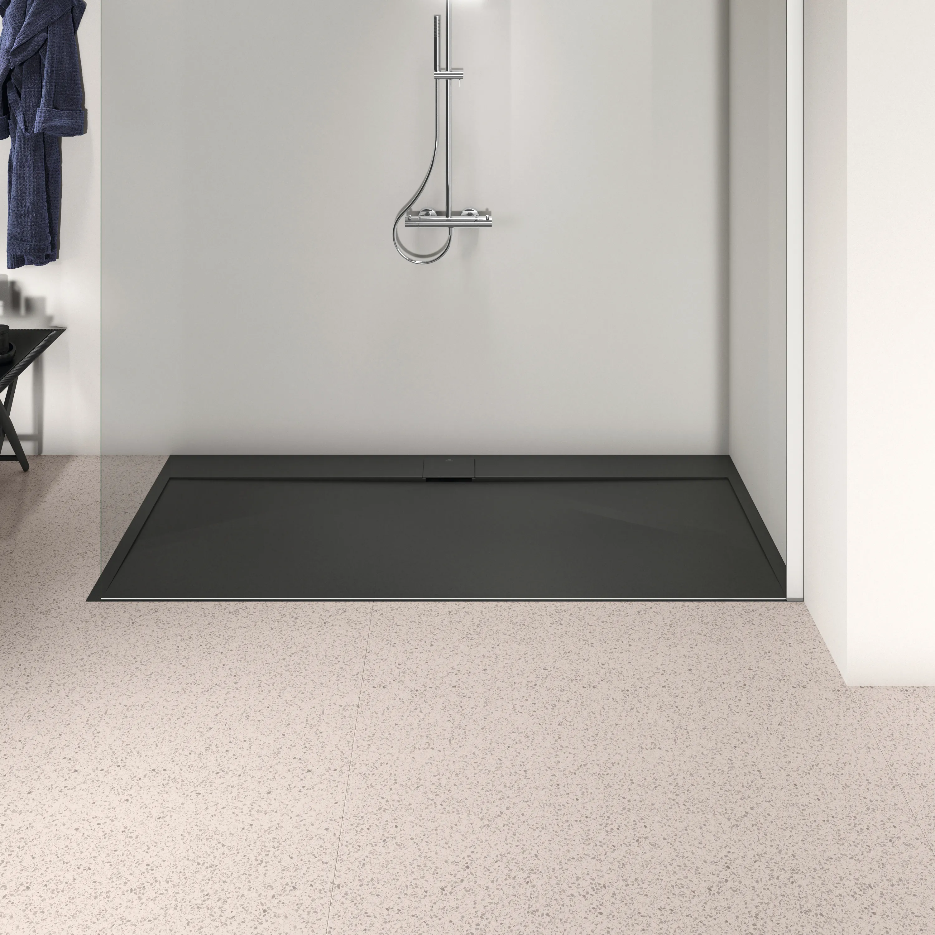 Ideal Standard Ultra Flat S i.life Rechteck-Brausewanne in Schiefer, 2000x900x30 mm, rutschfest, Ideal Solid Mineralguss