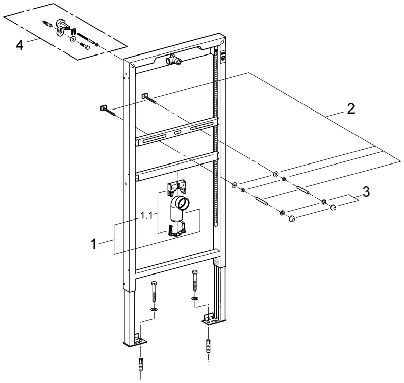 Urinal-Element Rapid SL 38517_1, 1,13 m und 1,30 m Bauhöhe, für Vorwand- oder Ständerwandmontage