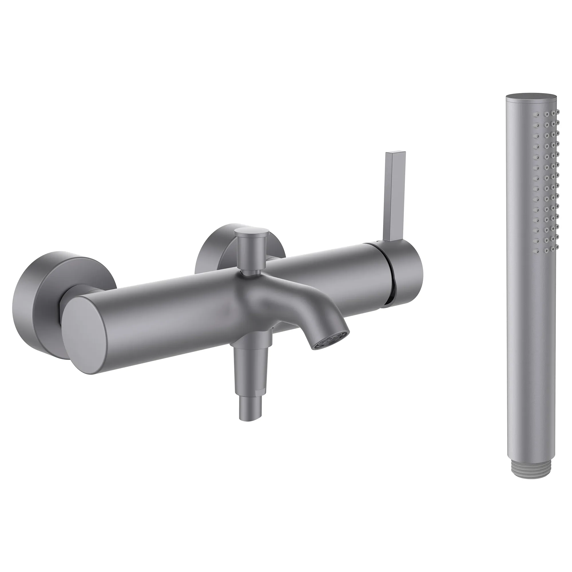 Einhebel-Wannenmischer Aufputz Kartell mit Zubehör Kunststoffschlauch 1800 mm und Handbrause TwinStick PVD Edelstahl-Optik gebürstet Einhebel-Wannenmischer Aufputz Kartell mit Zubehör Kunststoffschlauch 1800 mm und Handbrause TwinStick PVD Edelstahl-Optik gebürstet
