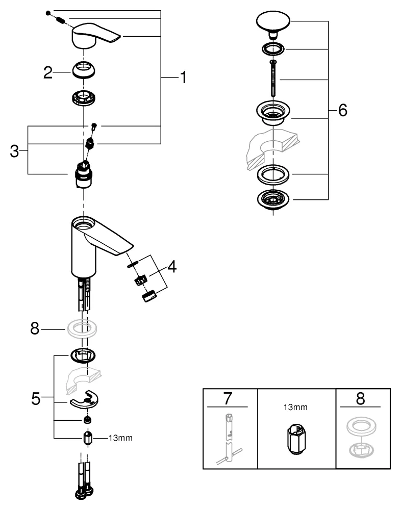 Einhand-Waschtischbatterie Eurosmart 23924_3, S-Size, Energie-Spar-Funktion Mittelstellung kalt, Einlochmontage, Temperaturbegrenzer, glatter Körper mit Push-open Ablaufgarnitur, chrom Einhand-Waschtischbatterie Eurosmart 23924_3, S-Size, Energie-Spar-Funktion Mittelstellung kalt, Einlochmontage, Temperaturbegrenzer, glatter Körper mit Push-open Ablaufgarnitur, chrom