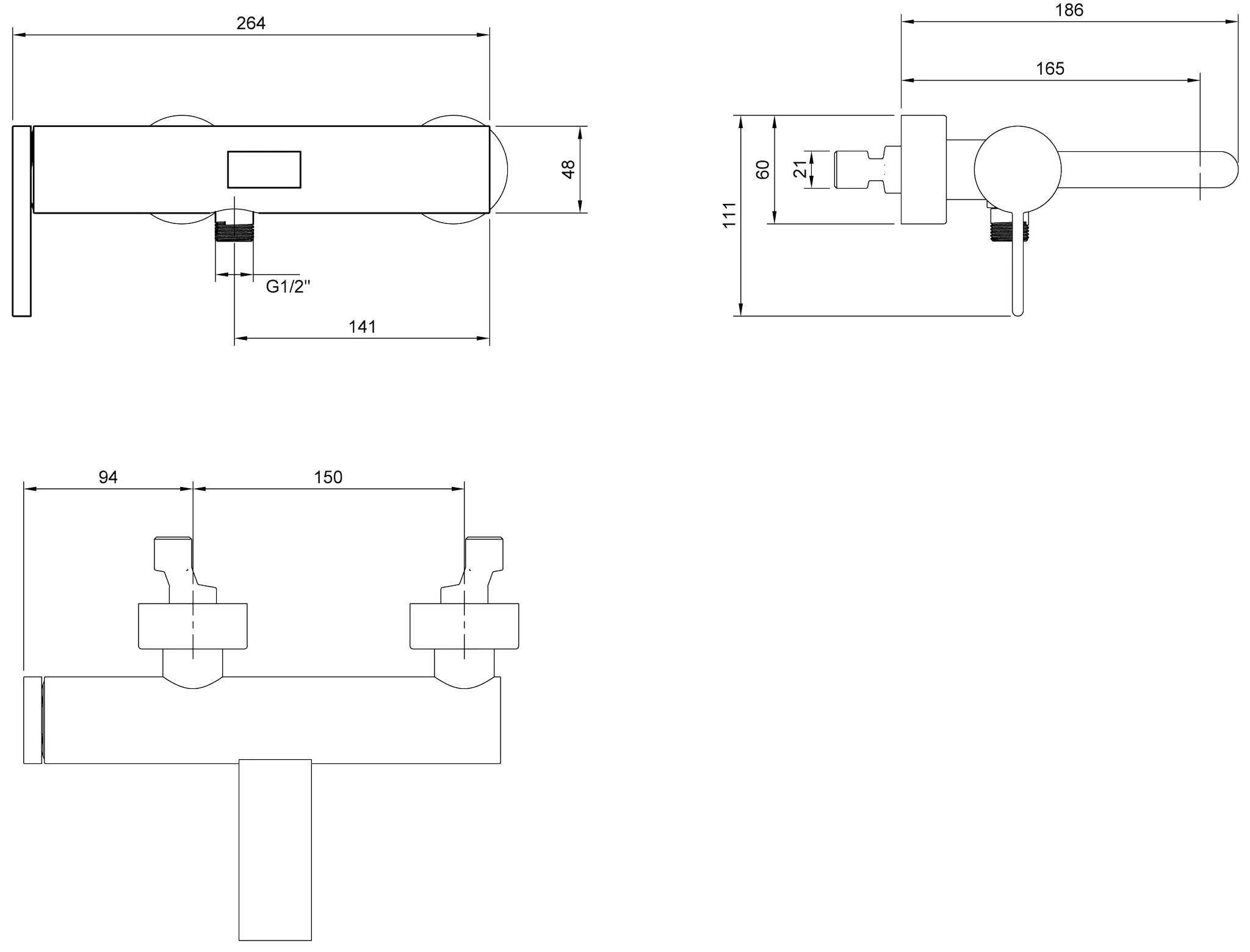 Villeroy & Boch Dawn Einhebel-Badewannenarmatur TVT106501151, 274 x 111 x 186 mm, Matt Black Villeroy & Boch Dawn Einhebel-Badewannenarmatur TVT106501151, 274 x 111 x 186 mm, Matt Black