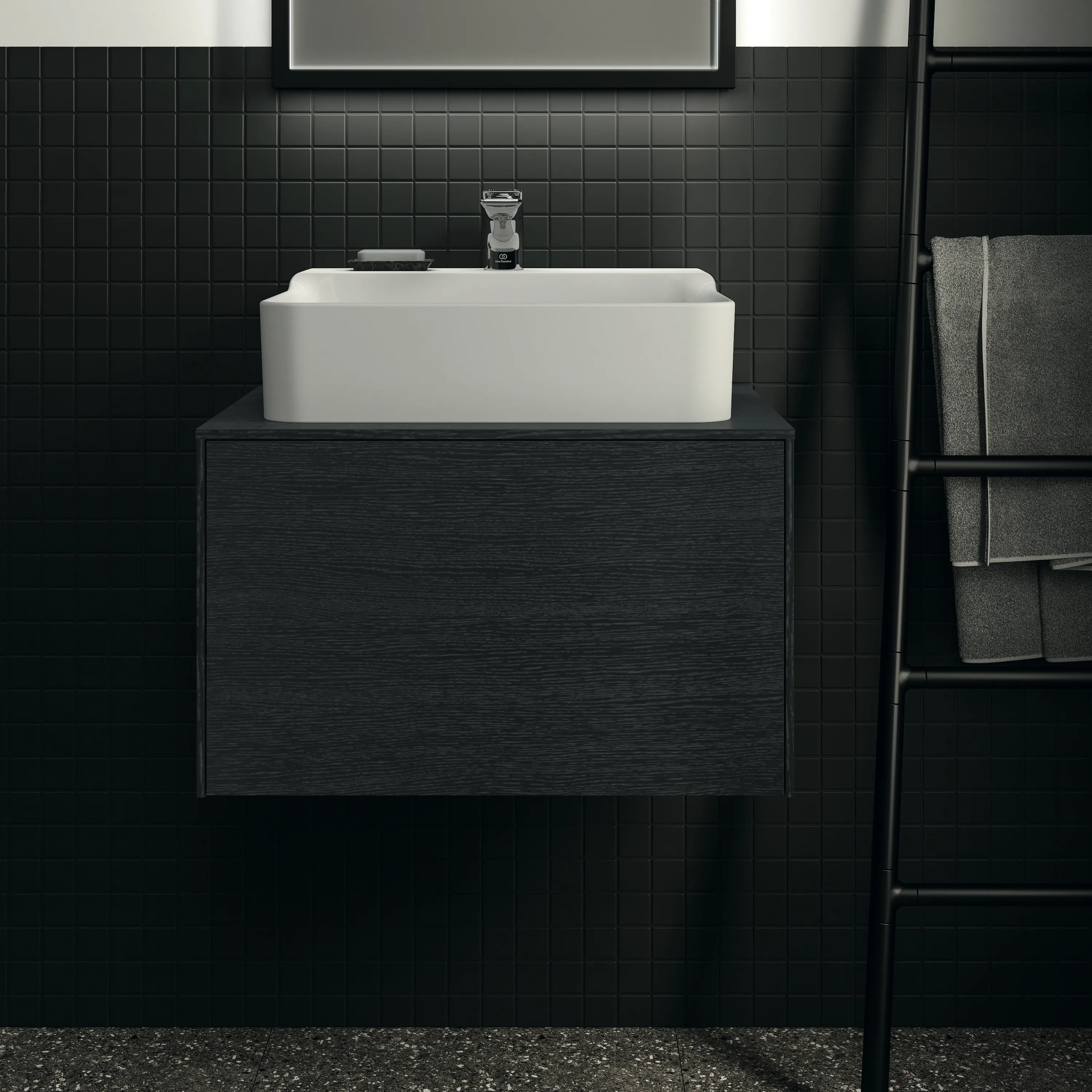 Ideal Standard Waschtischunterschrank „Conca“ 60,2 × 37 × 50,5 cm Eiche geflammt Furnier Ideal Standard Waschtischunterschrank „Conca“ 60,2 × 37 × 50,5 cm Eiche geflammt Furnier