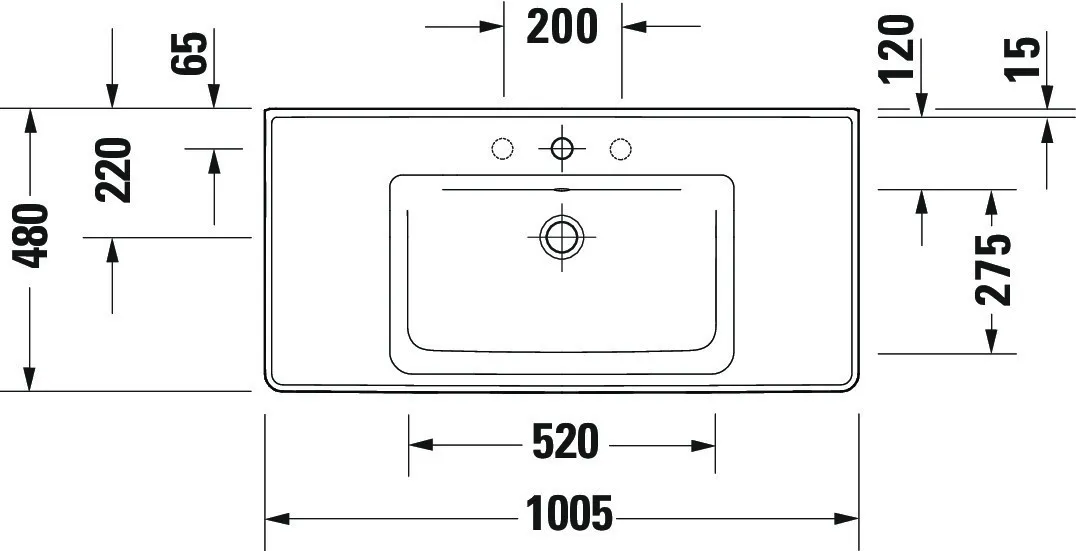 Wandwaschtisch „D-Neo“ 100,5 × 48 × 17 cm, mittig, Hahnlochposition mittig