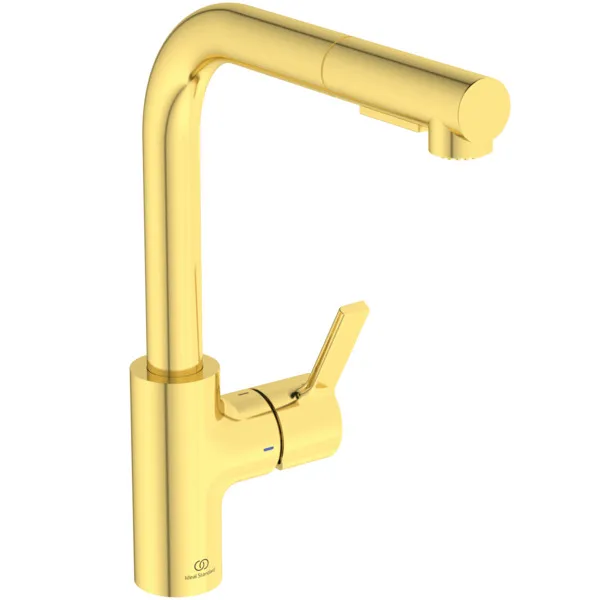 Ideal Standard Gusto Küchenarmatur BD420A2 Ausladung 235mm L-Auslauf 2F-Brause Brushed Gold Ideal Standard Gusto Küchenarmatur BD420A2 Ausladung 235mm L-Auslauf 2F-Brause Brushed Gold