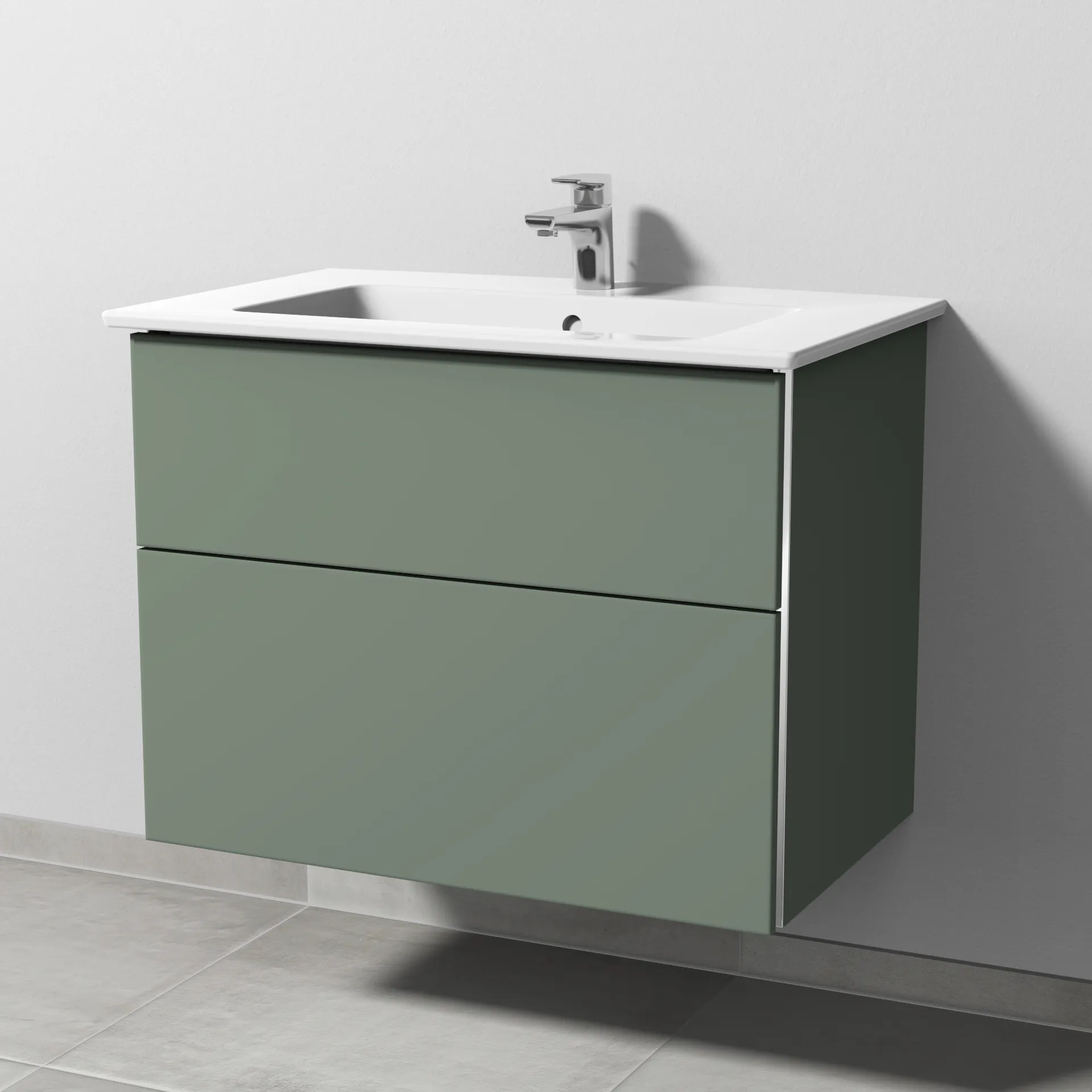 Sanipa Waschtischunterschrank „3way“ 755 × 591 × 477 mm in Soft-Green, Becken mittig