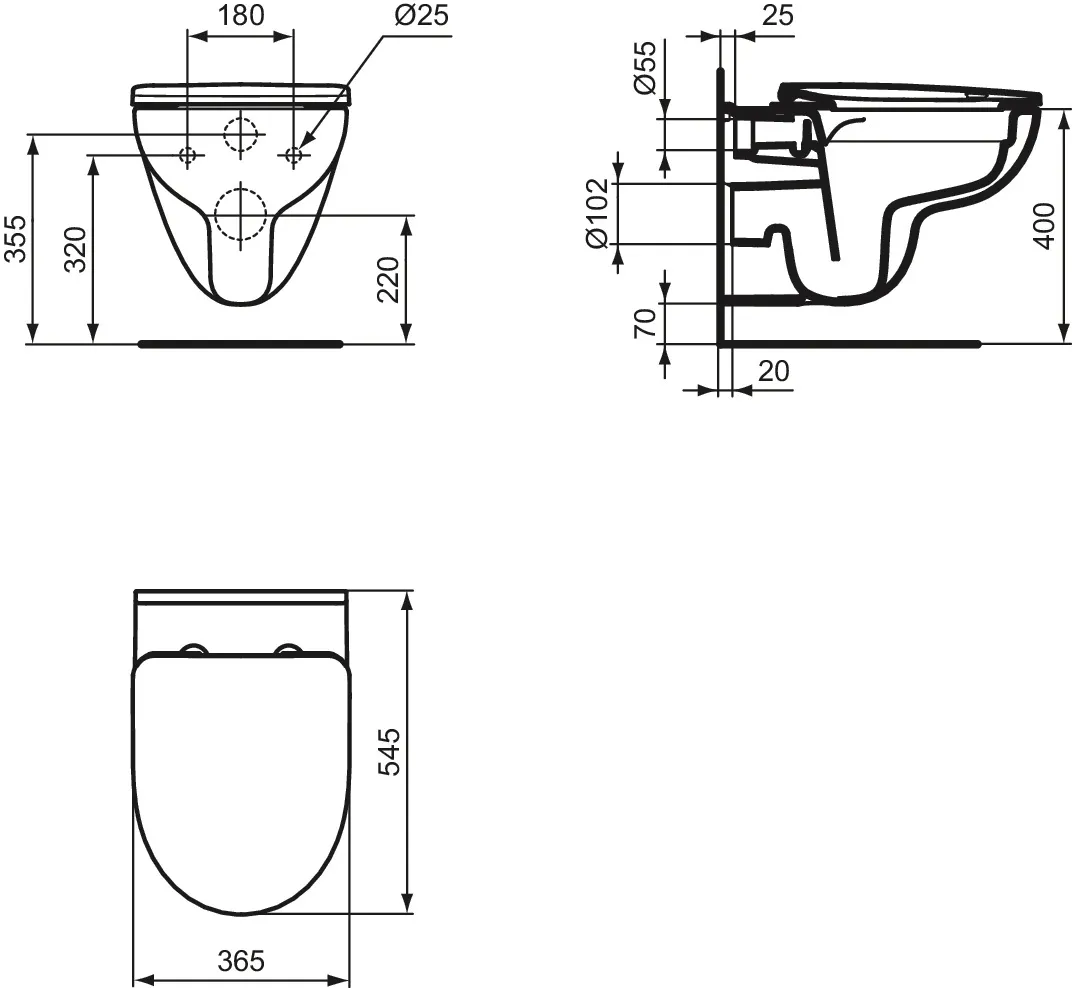 WC-Paket i.life A Randlos mit Universal WC-Sitz Softclose Weiß