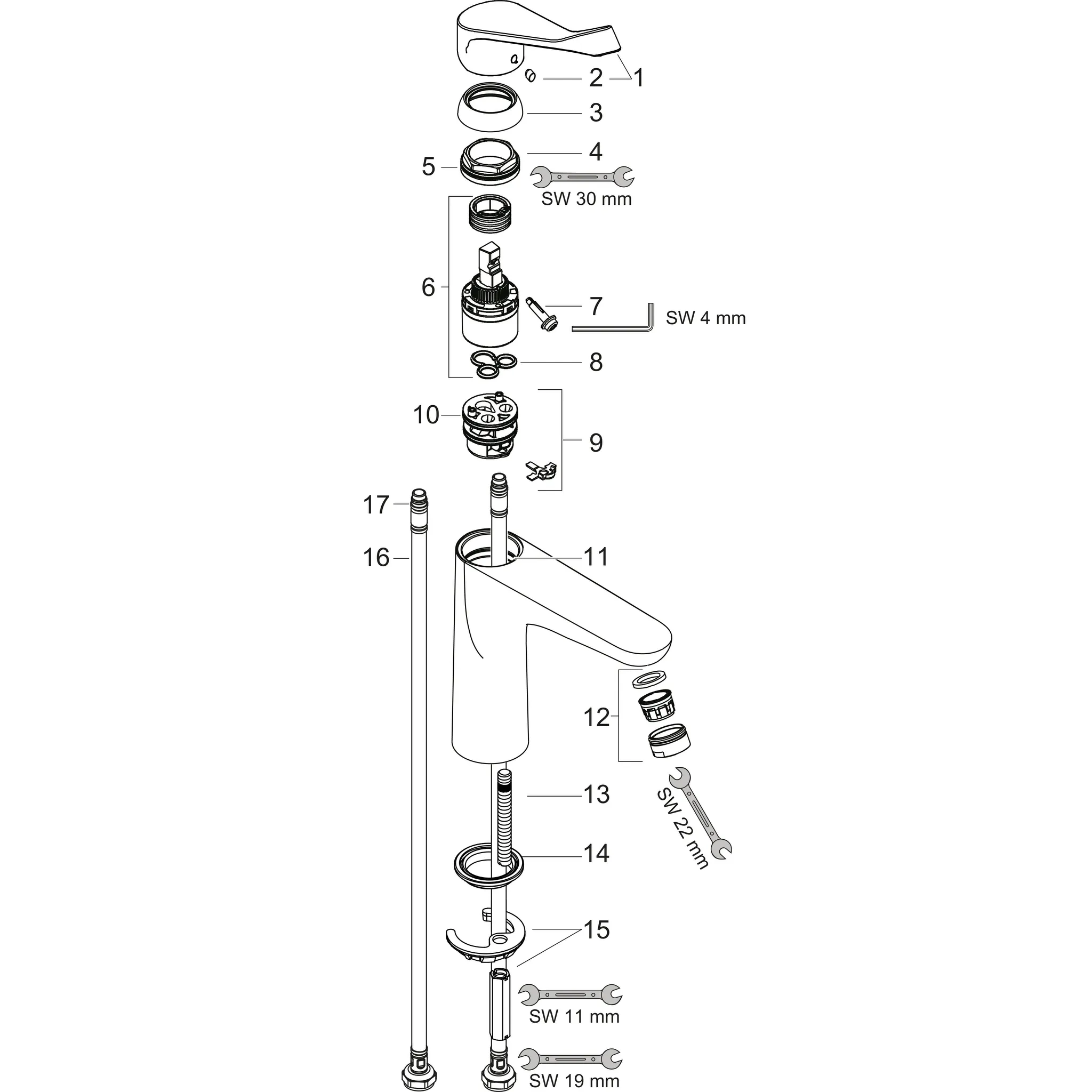 Waschtischmischer Focus Care 100 ohne Ablaufgarnitur chrom Waschtischmischer Focus Care 100 ohne Ablaufgarnitur chrom