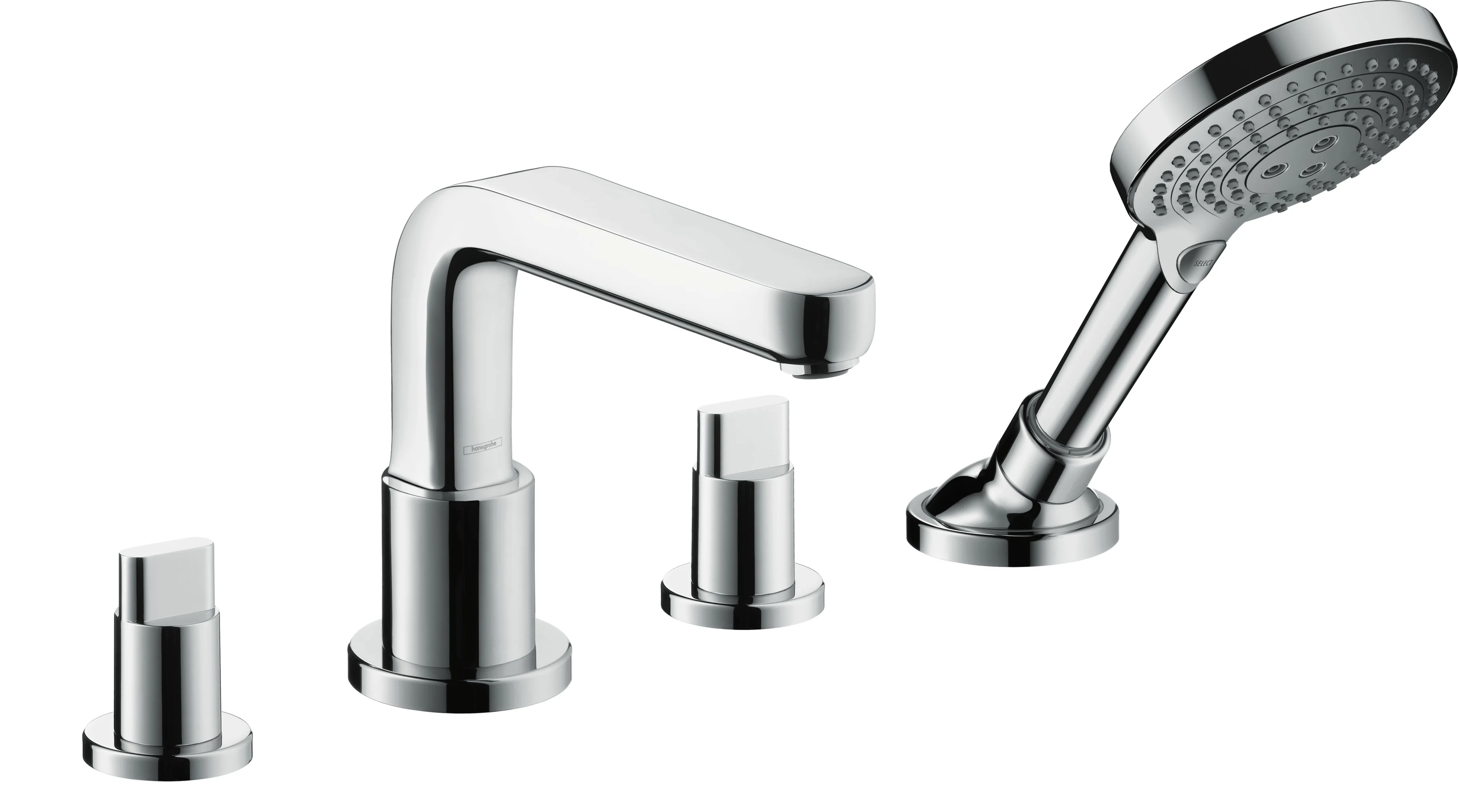 Hansgrohe 4-Loch Wannenarmatur Grundkörper für Wannenrandmontage mit Secuflexbox, maximale Ausziehlänge Handbrause 1,10 m, Anschlussgröße DN15