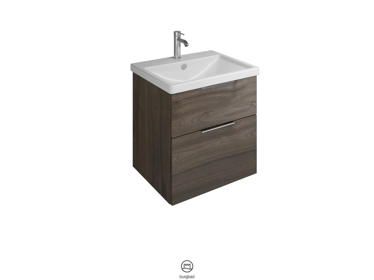 burgbad Badmöbelset Keramik-Waschtisch inkl. Waschtischunterschrank „Eqio“ 63 × 64,5 × 49 cm Stangengriff, Schwarz Matt (140 / 397 mm), in Eiche Dekor Cashmere burgbad Badmöbelset Keramik-Waschtisch inkl. Waschtischunterschrank „Eqio“ 63 × 64,5 × 49 cm Stangengriff, Schwarz Matt (140 / 397 mm), in Eiche Dekor Cashmere