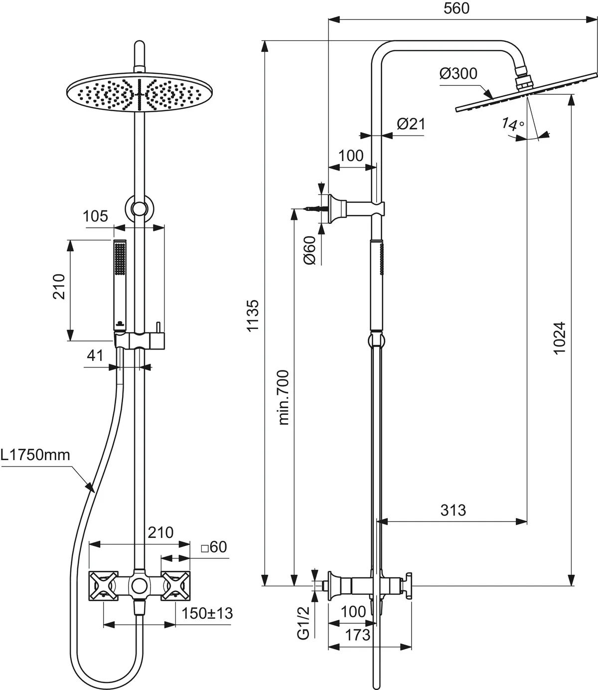 Ideal Standard Joy Neo Duschsystem mit Einhebel-Brausearmatur Kreuzgriffe Chrom Ideal Standard Joy Neo Duschsystem mit Einhebel-Brausearmatur Kreuzgriffe Chrom