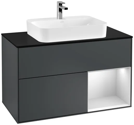 Villeroy & Boch Waschtischunterschrank „Finion“ für Schrankwaschtisch 1000 × 603 × 501 mm Midnight Blue Matt Lacquer, für Becken mittig