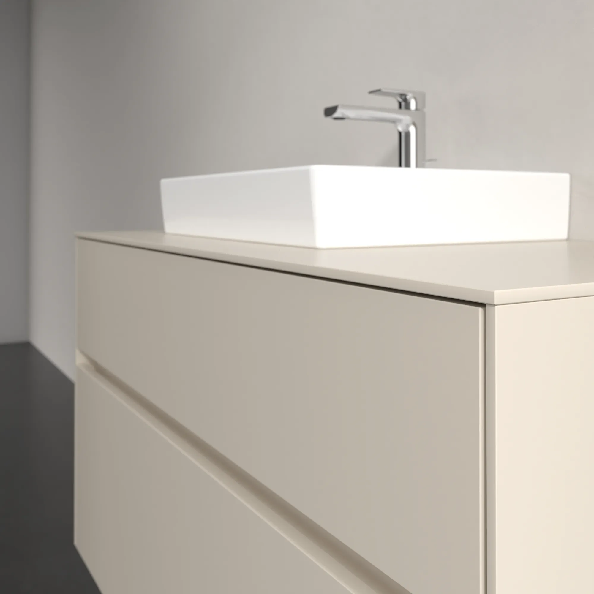 Villeroy & Boch Waschbeckenunterschrank Collaro C01400, Cashmere Grey, 1000x548x500 mm, Eckig, 2 Auszüge mit SoftClosing, 1 Waschbecken Villeroy & Boch Waschbeckenunterschrank Collaro C01400, Cashmere Grey, 1000x548x500 mm, Eckig, 2 Auszüge mit SoftClosing, 1 Waschbecken
