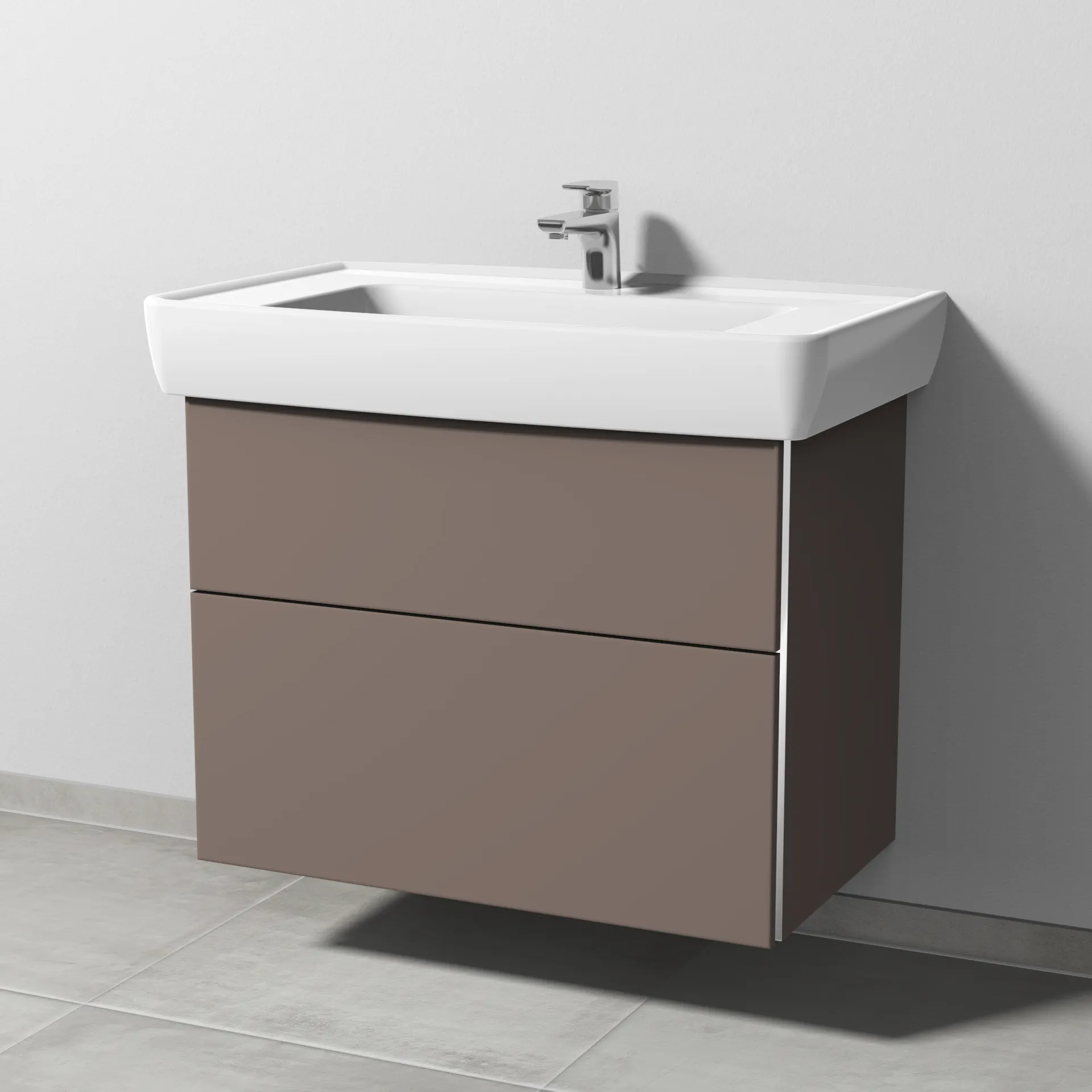 Sanipa Waschtischunterschrank „3way“ passend zu Keramik-Waschtische Pro A von Laufen 750 × 588 × 447 mm in Taupe (matt)