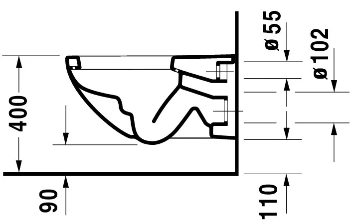 Wand-Tiefspül-WC „Architec“ 36,5 × 31 × 57,5 cm mit HygieneGlaze, mit Spülrand