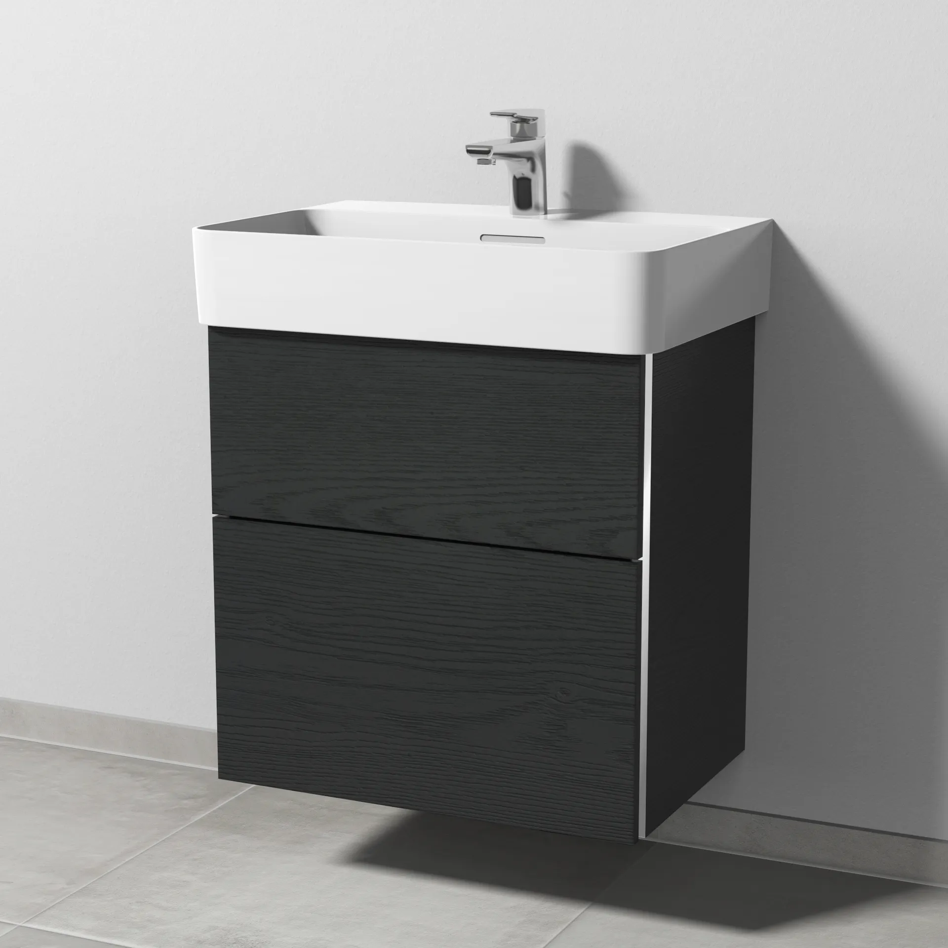 Sanipa Waschtischunterschrank „3way“ passend zu Keramik-Waschtische VAL von Laufen 560 × 588 × 397 mm in Black Oak