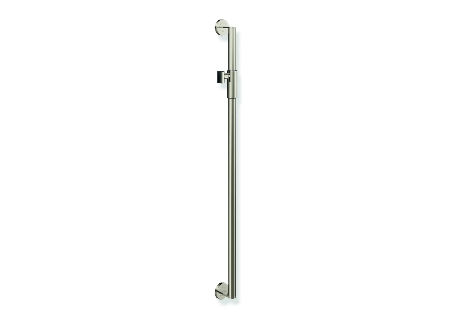 HEWI Brausehalterstange System 900, Edelstahl PVD, Achsmaß 1.100 mm, Durchmesser 32 mm, magnetischer Brausehalter, Farbe Nickel glänzend