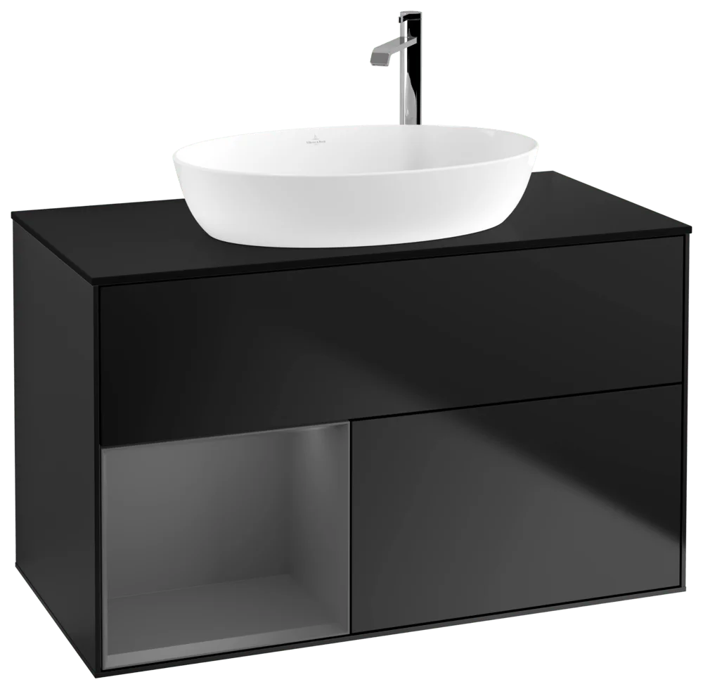 Villeroy & Boch Waschbeckenunterschrank Finion F89, 1000 x 603 x 501 mm, Black Matt Lacquer, mit Beleuchtung und Push-to-open Funktion Villeroy & Boch Waschbeckenunterschrank Finion F89, 1000 x 603 x 501 mm, Black Matt Lacquer, mit Beleuchtung und Push-to-open Funktion