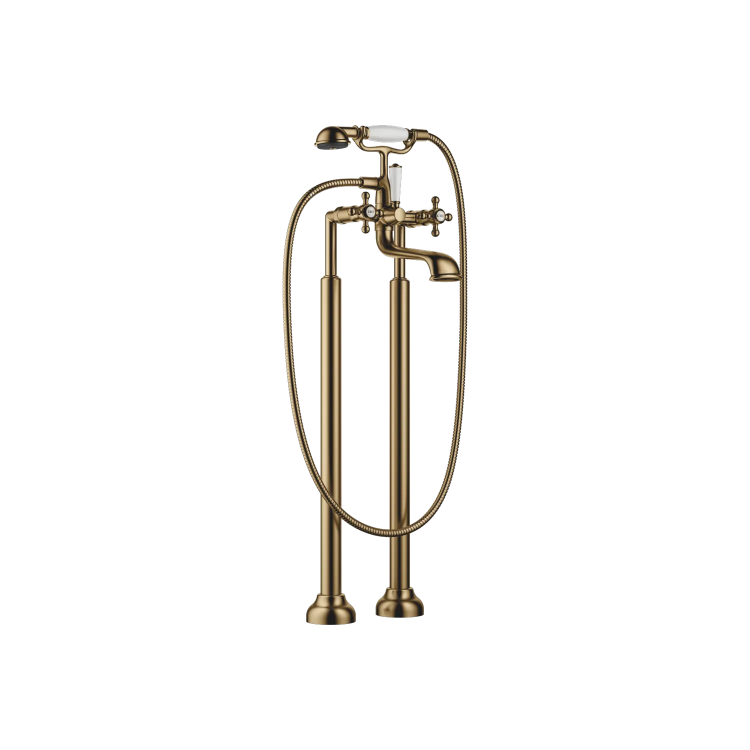 Dornbracht MADISON Wannen-Zweilochbatterie, freistehende Montage, Dark Brass gebürstet, Ausladung 245 mm, Höhe 901 mm Dornbracht MADISON Wannen-Zweilochbatterie, freistehende Montage, Dark Brass gebürstet, Ausladung 245 mm, Höhe 901 mm