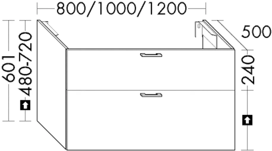 Burgbad Waschtischunterschrank Sys30, 120 cm breit, 60,1 cm hoch, 50 cm tief, inkl. Metallkonsole und Raumsparsiphon