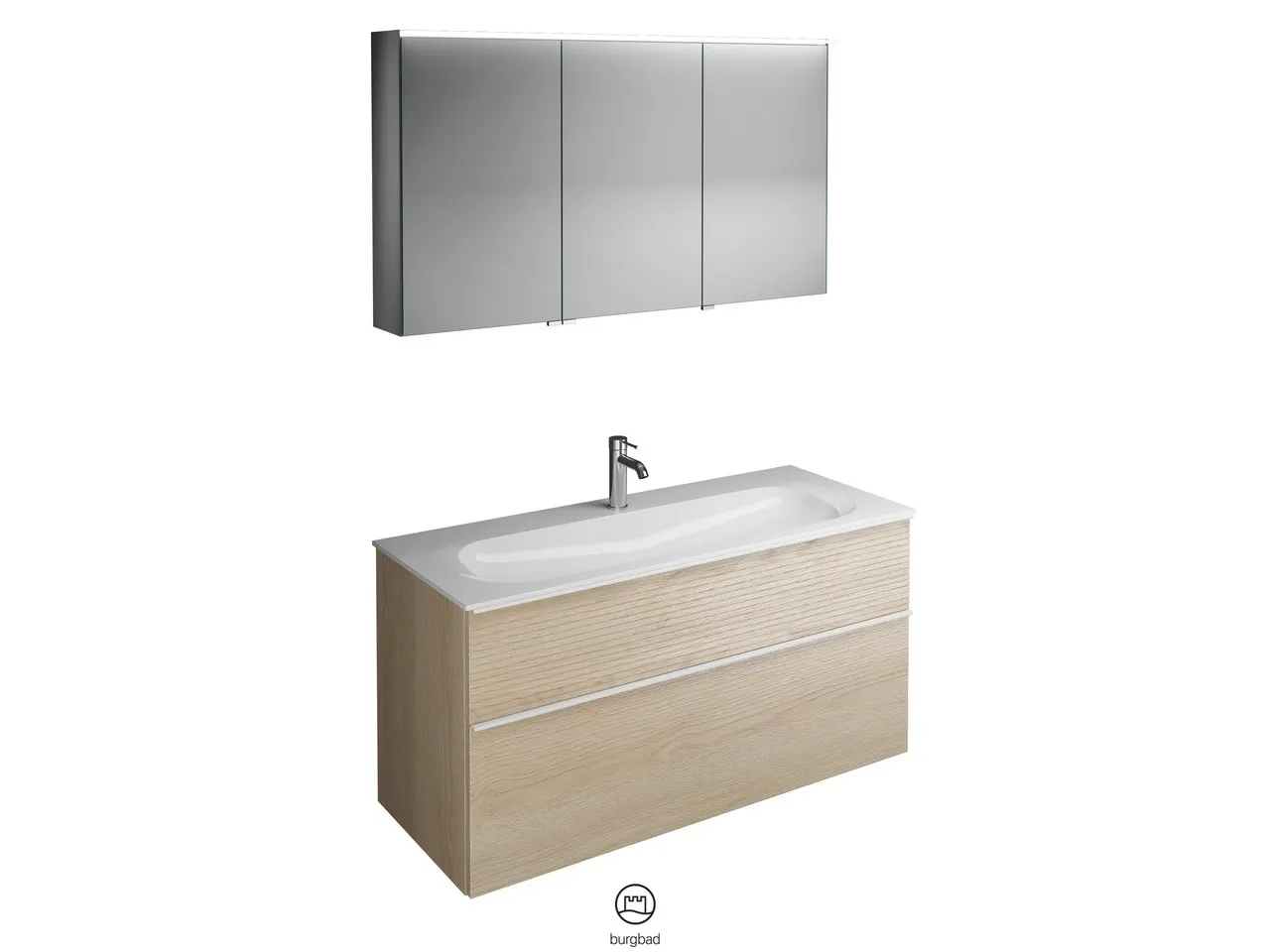 burgbad Badmöbelset „Fiumo“ Griff, Schwarz Matt (230 mm), in Weiß Matt burgbad Badmöbelset „Fiumo“ Griff, Schwarz Matt (230 mm), in Weiß Matt