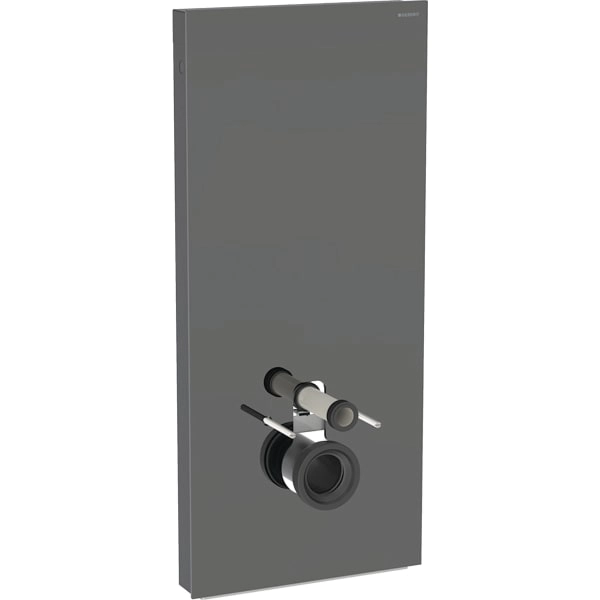 Monolith Plus Sanitärmodul für Wand-WC, 114 cm, Frontverkleidung aus Glas: Glas lava, Aluminium schwarzchrom