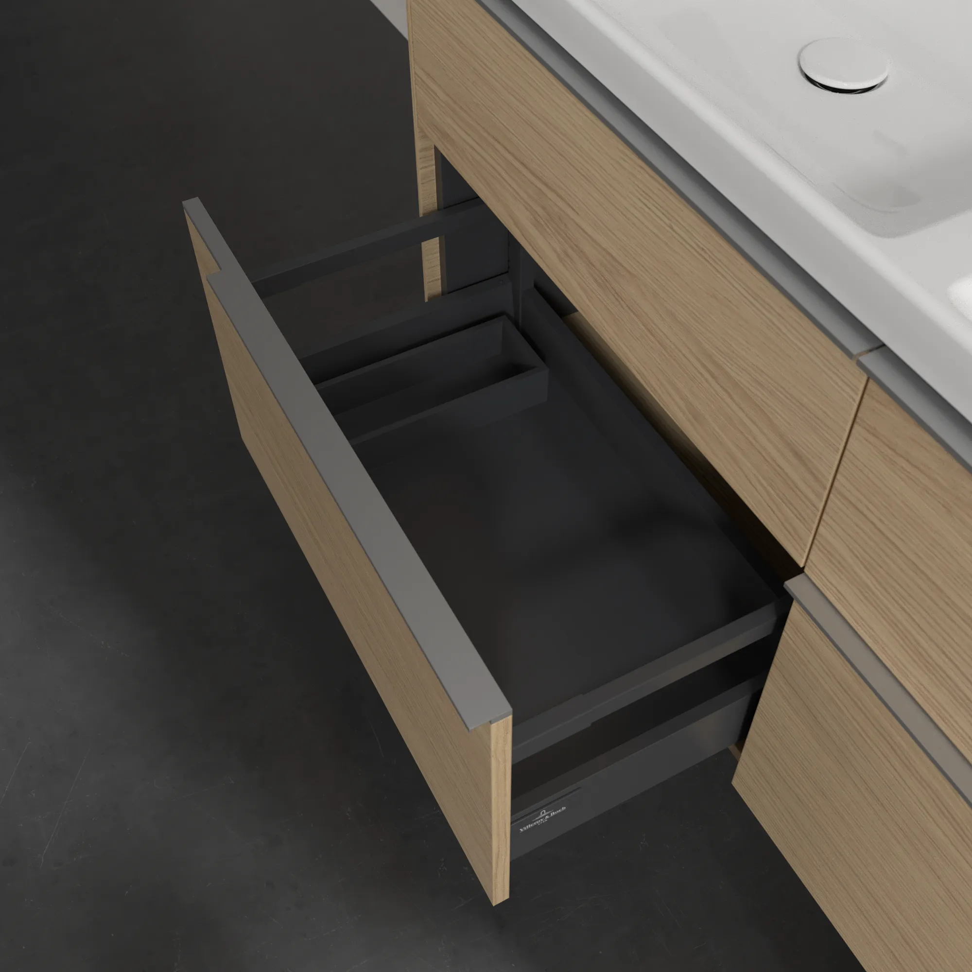 Villeroy & Boch Waschtischunterschrank „Subway 3.0“ für Schrank-Doppelwaschtisch 1272 × 576 × 478 mm Nordic Oak, für links und rechts