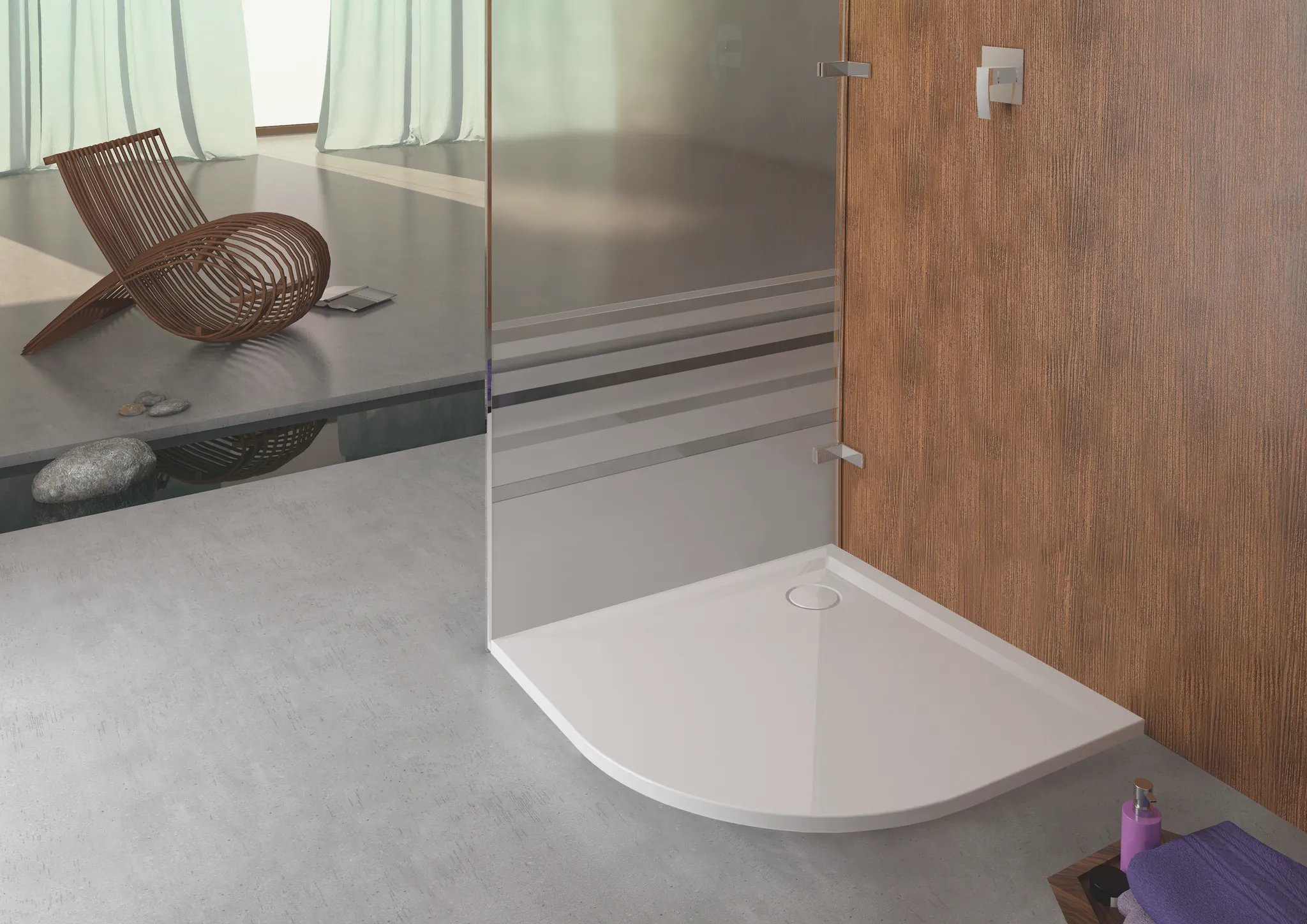 Duschwanne „Muna“ Viertelkreis 90 × 90 cm in Weiß Duschwanne „Muna“ Viertelkreis 90 × 90 cm in Weiß