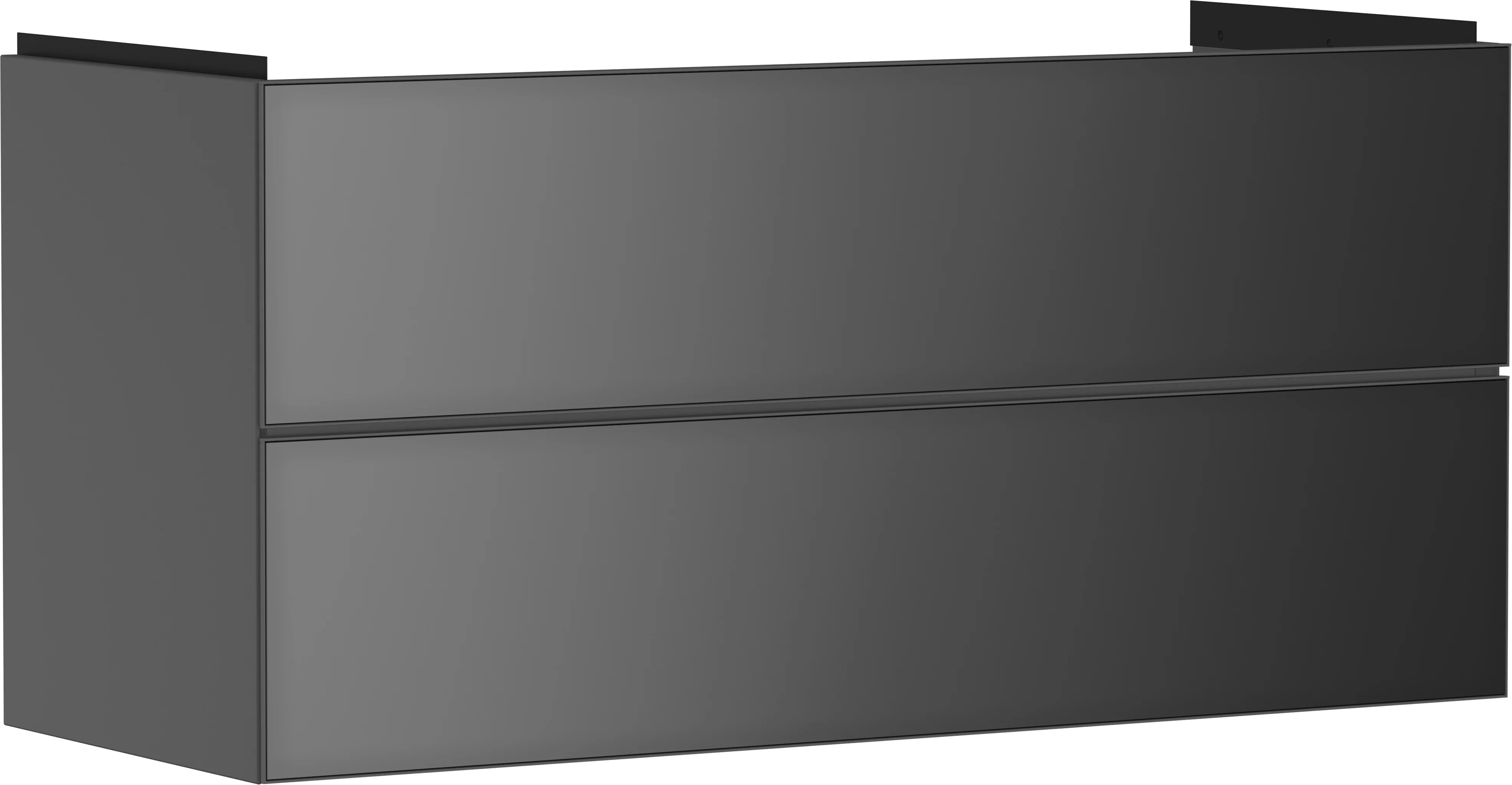 Hansgrohe Xevolos E Waschtischunterschrank Schiefergrau Metallic, 1.180 x 475 mm, 2 Schubkästen, griff- und siphonausschnittlos, SoftClose, PushOpen, vormontiert