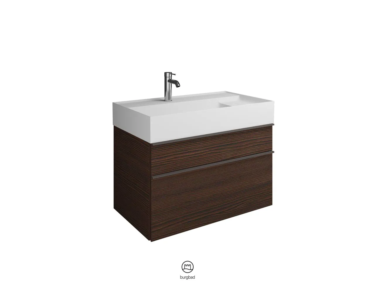 burgbad Yumo PG1 Mineralguss-Waschtisch inkl. WTU SFKN082, 470x815x610