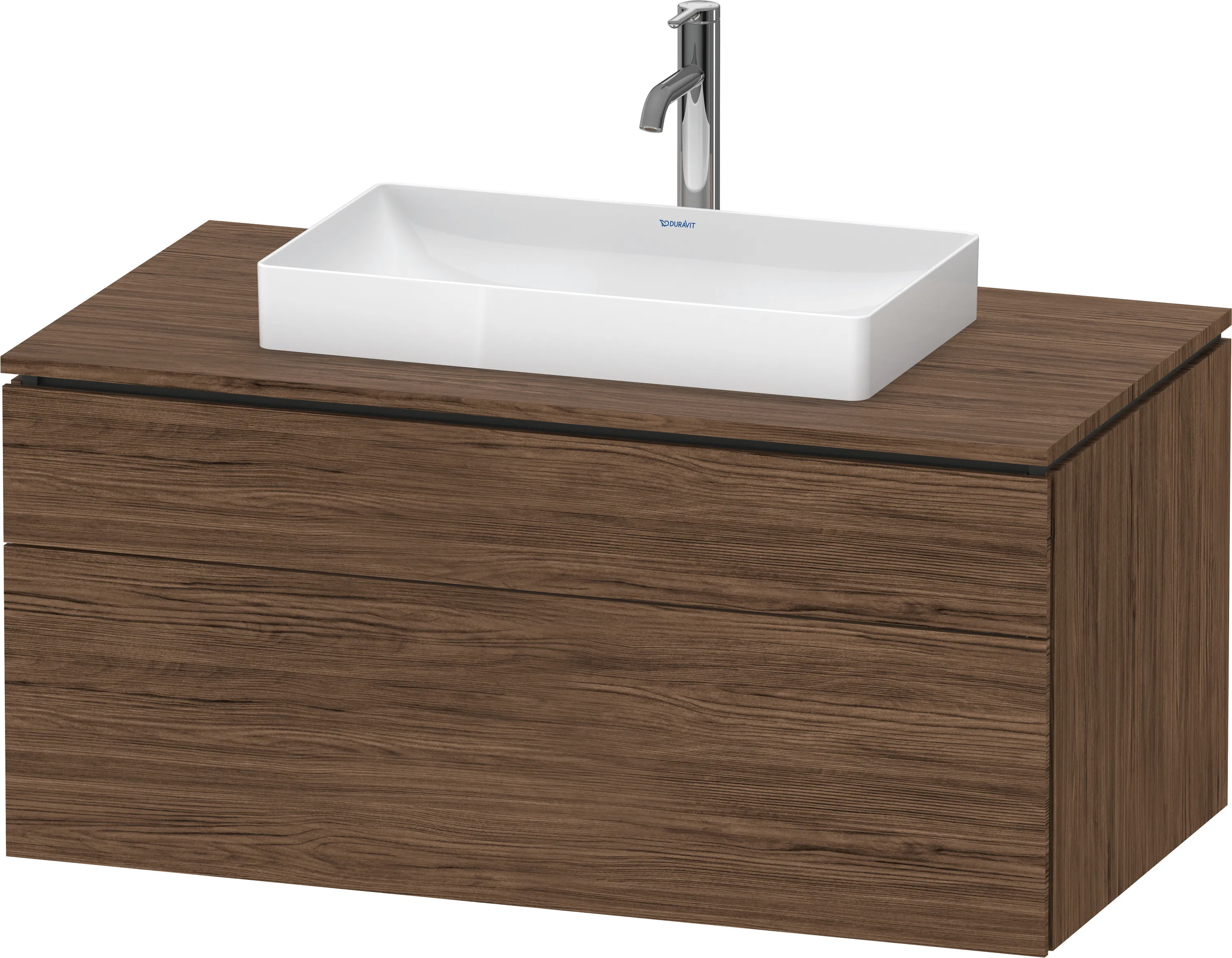 Duravit Waschtischunterschrank wandhängend „L-Cube“ 102 × 48,2 × 55 cm Nussbaum Dunkel, mittig