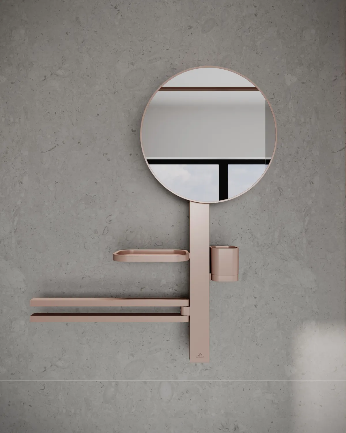 Beauty Bar Accessoires-Kombination Alu+ M700 mit Spiegel Durchmesser 320mm Rose Beauty Bar Accessoires-Kombination Alu+ M700 mit Spiegel Durchmesser 320mm Rose