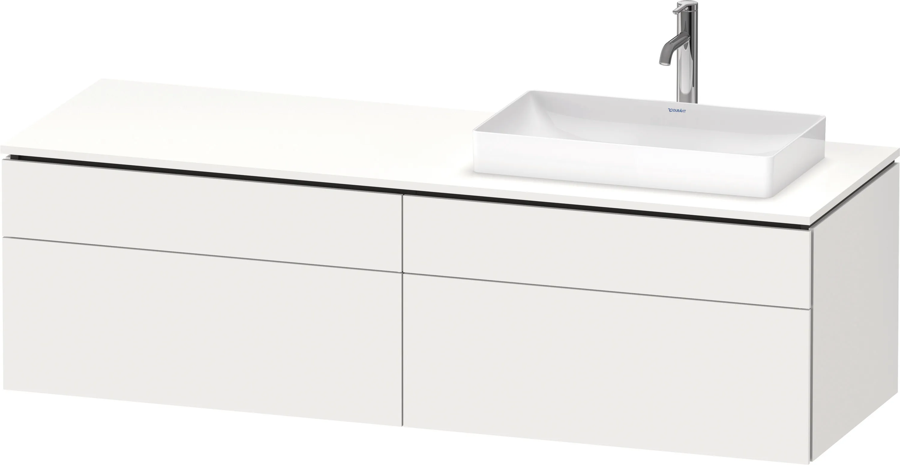 Duravit Waschtischunterschrank wandhängend „L-Cube“ 162 × 48,2 × 55 cm Weiß Supermatt, rechts