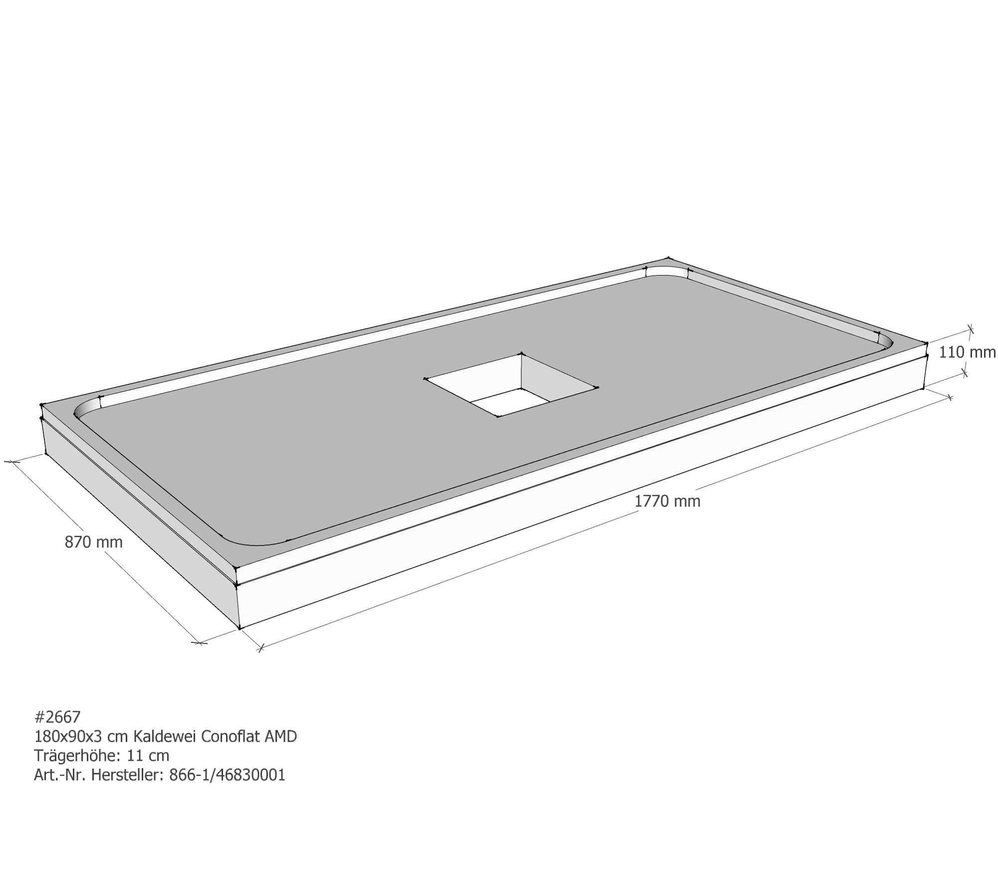 Duschwannenträger für Kaldewei Conoflat 180 × 90 × 2,3 cm Breite: 90 cm / Länge: 180 cm Duschwannenträger für Kaldewei Conoflat 180 × 90 × 2,3 cm Breite: 90 cm / Länge: 180 cm